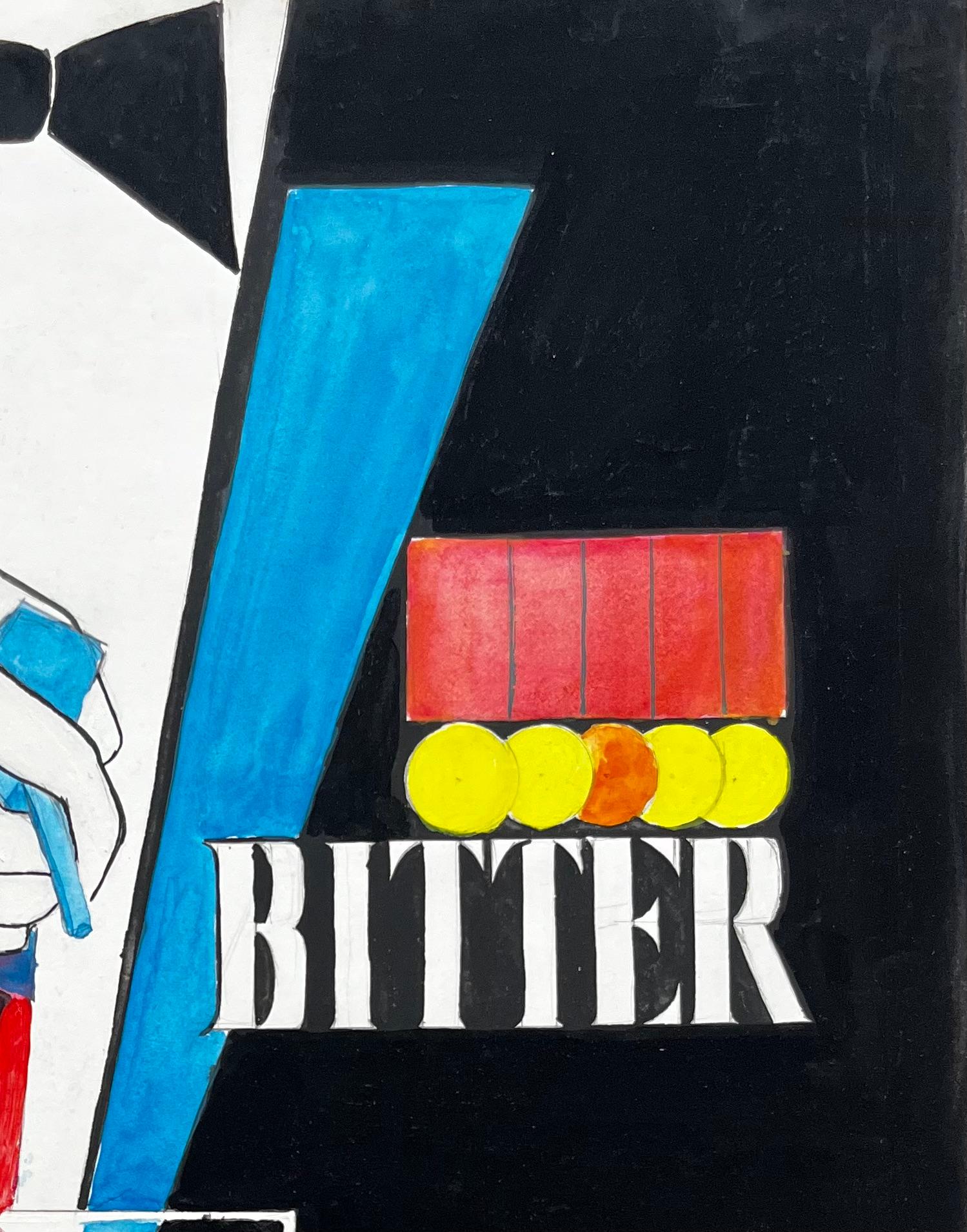 Martini e Rossi Bitter, cocktail francese modernista, dipinto in stile pubblicitario - Art Moderno di Guy Nicod