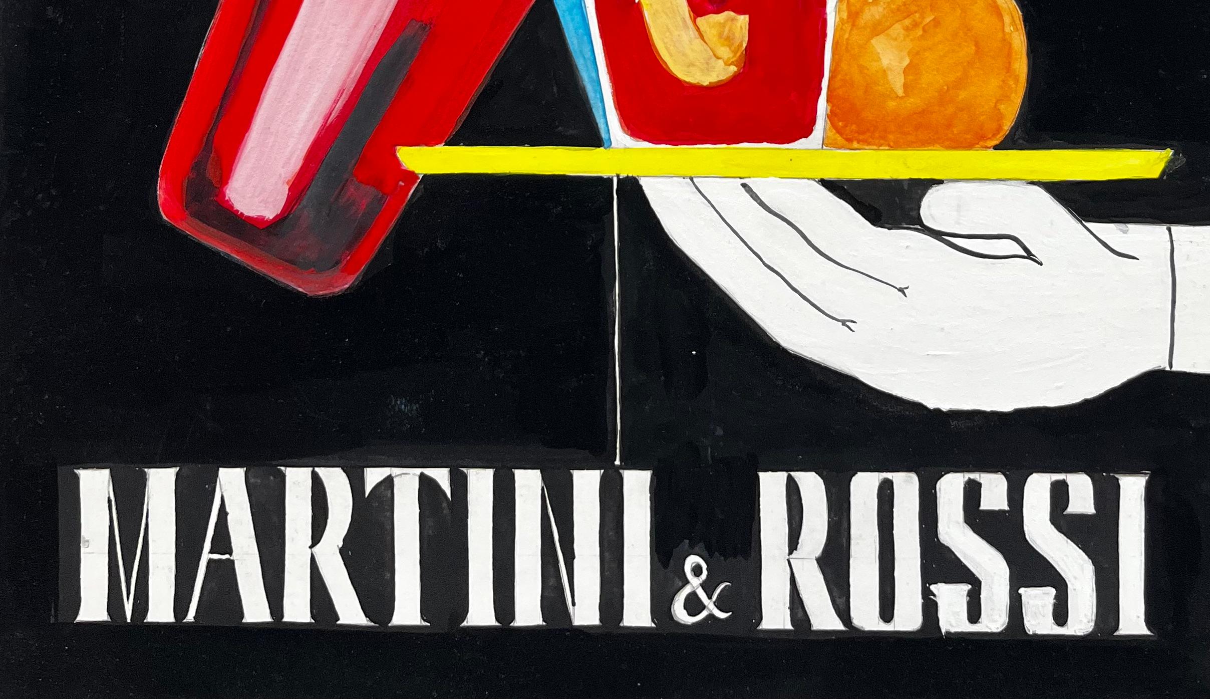 Martini e Rossi Bitter, cocktail francese modernista, dipinto in stile pubblicitario in vendita 1
