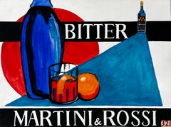 Martini and Rossi Bitter French Modernist Cocktail Advertising Style with Bottle