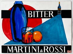 Martini and Rossi Bitter French Modernist Cocktail Advertising Style with Bottle