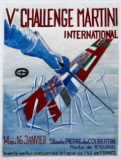 Challenge Martini International French Modernist Sports Advertising Style Poster
