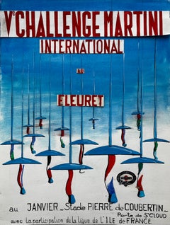 Challenge Martini International Fencing French Modernist Sports Poster Painting
