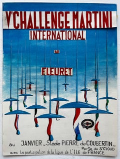 Challenge Martini International Fencing French Modernist Sports Poster Painting