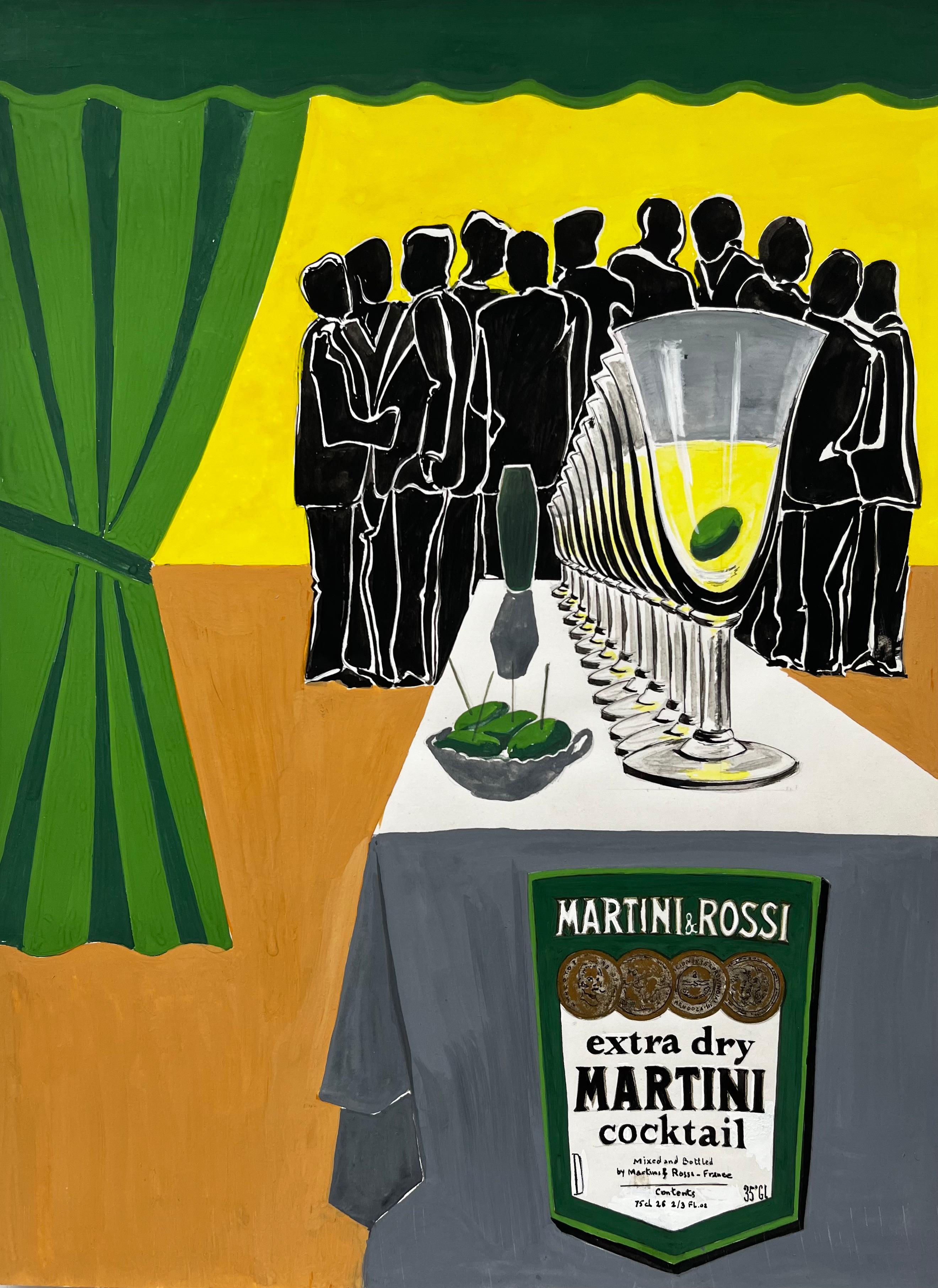 Vintage French Modernist Advertising Poster Design Martini and Rossi Cocktail