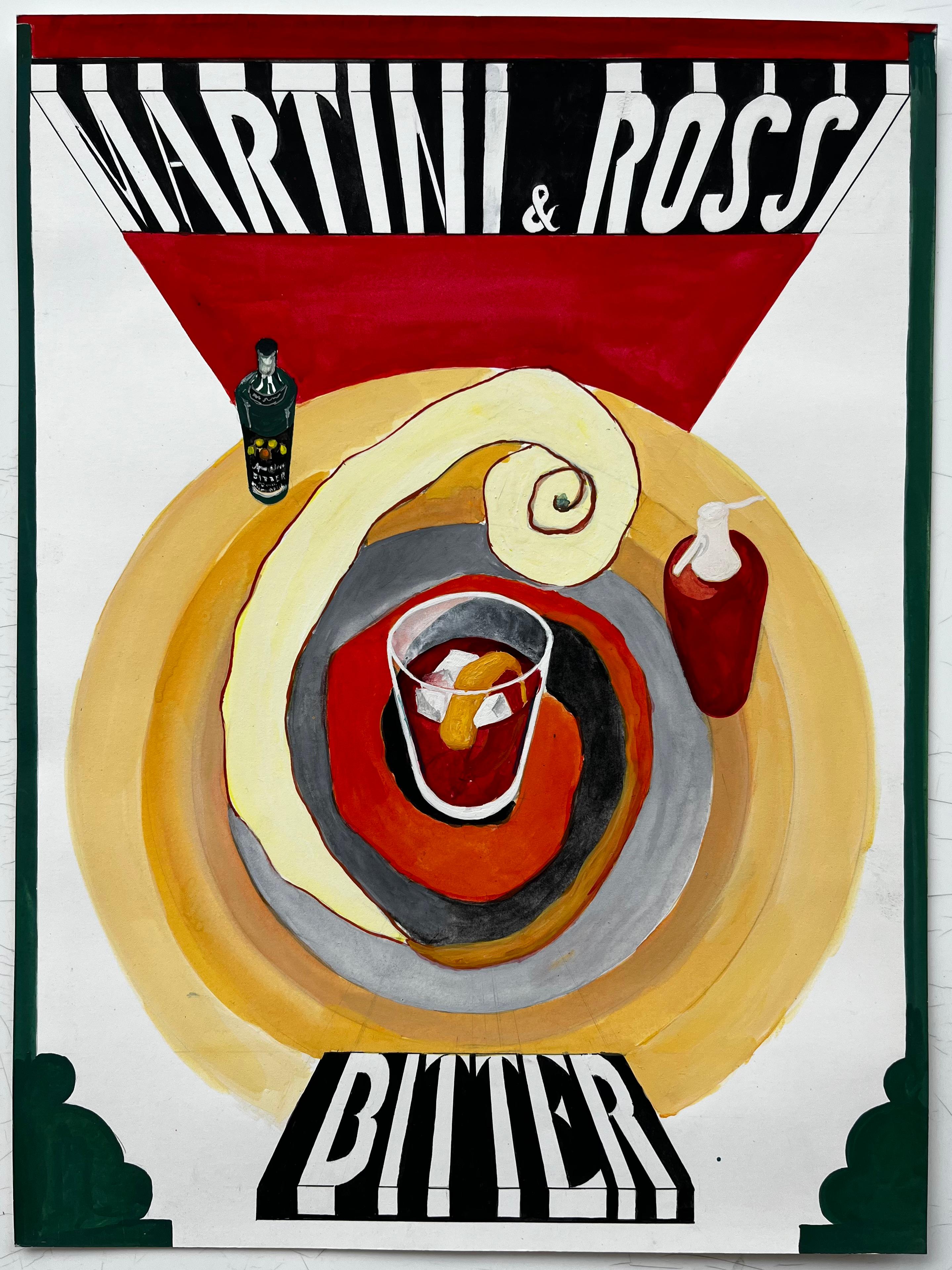 Vintage Französisch Werbung Poster Design Martini und Rossi Bitter Cocktail – Art von Guy Nicod