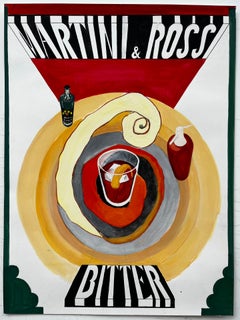 Vintage French Advertising Poster Design Martini and Rossi Bitter Cocktail