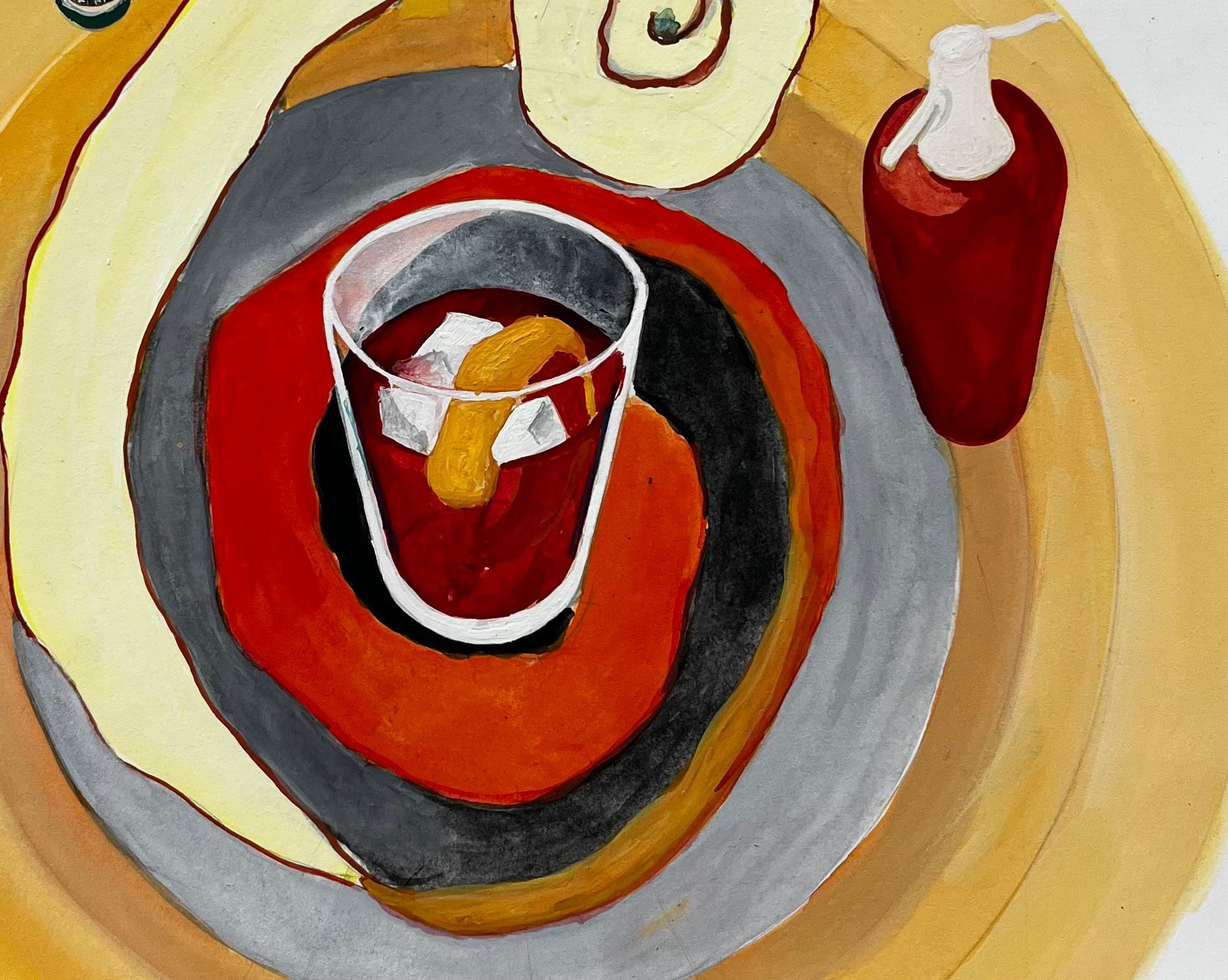 Titel: Vintage Französisch Werbeplakat Design Martini und Rossi Bitter Cocktail
Guy Nicod (Französisch 1923 - 2021) 
Gouache auf Künstlerpapier, ungerahmt
Größe: 15,75 x 11,75 Zoll (Höhe x Breite)
Provenienz: Künstlernachlass, Frankreich
Zustand: