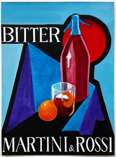 Martini und Rossi Bitter Vintage Werbung Design Französisch Modernist Gouache