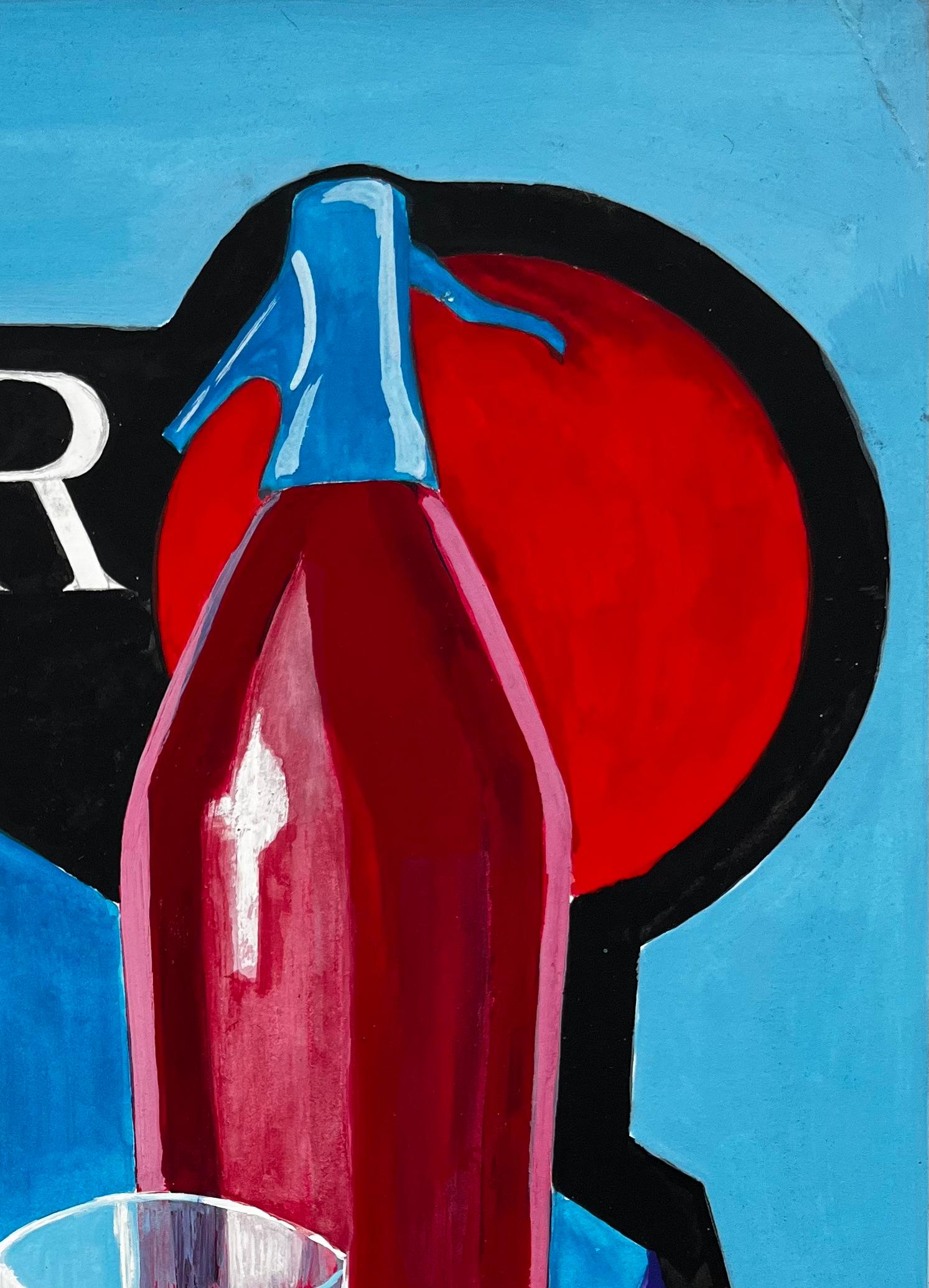 Martini et Rossi Bitter Publicité Vintage Design Moderniste Français Gouache - Noir Abstract Drawing par Guy Nicod