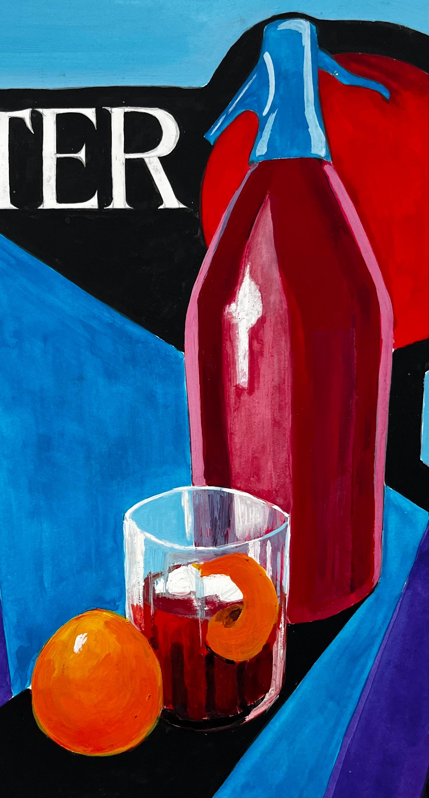 Martini et Rossi Bitter Publicité Vintage Design Moderniste Français Gouache en vente 2