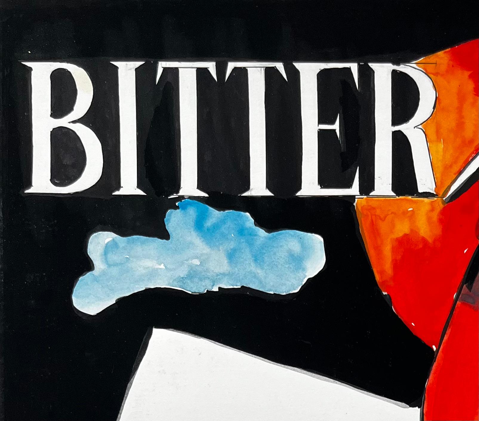 Martini and Rossi Bitter Vintage Cocktail Advertising Gouache moderniste française - Moderne Art par Guy Nicod