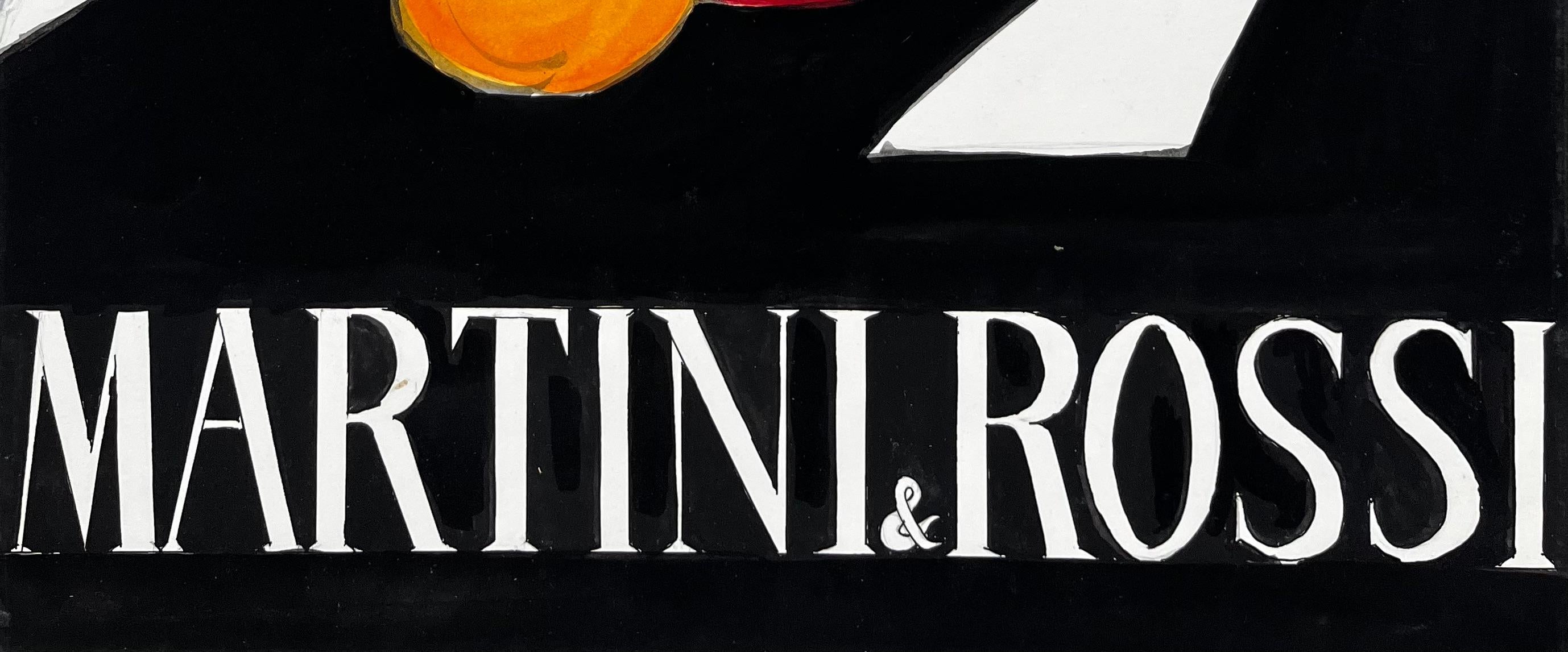 Martini and Rossi Bitter Vintage Cocktail Advertising Gouache moderniste française en vente 1