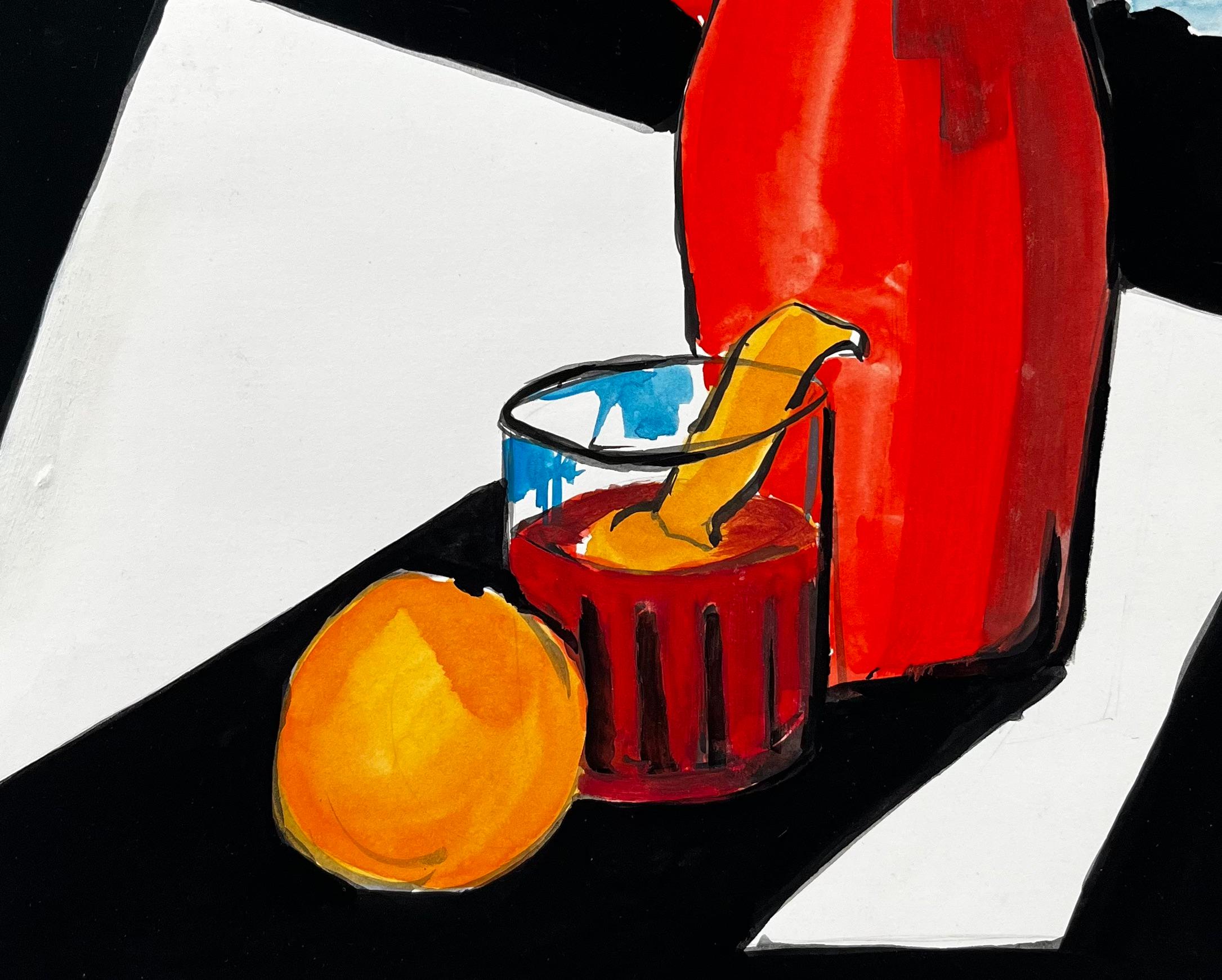 Titre : Martini and Rossi Bitter Vintage Cocktail Advertising Gouache moderniste française
Guy Nicod (français 1923 - 2021) 
Gouache sur papier d'artiste, non encadrée
Taille : 15.75 x 11.75 pouces (hauteur x largeur)
Provenance : Succession