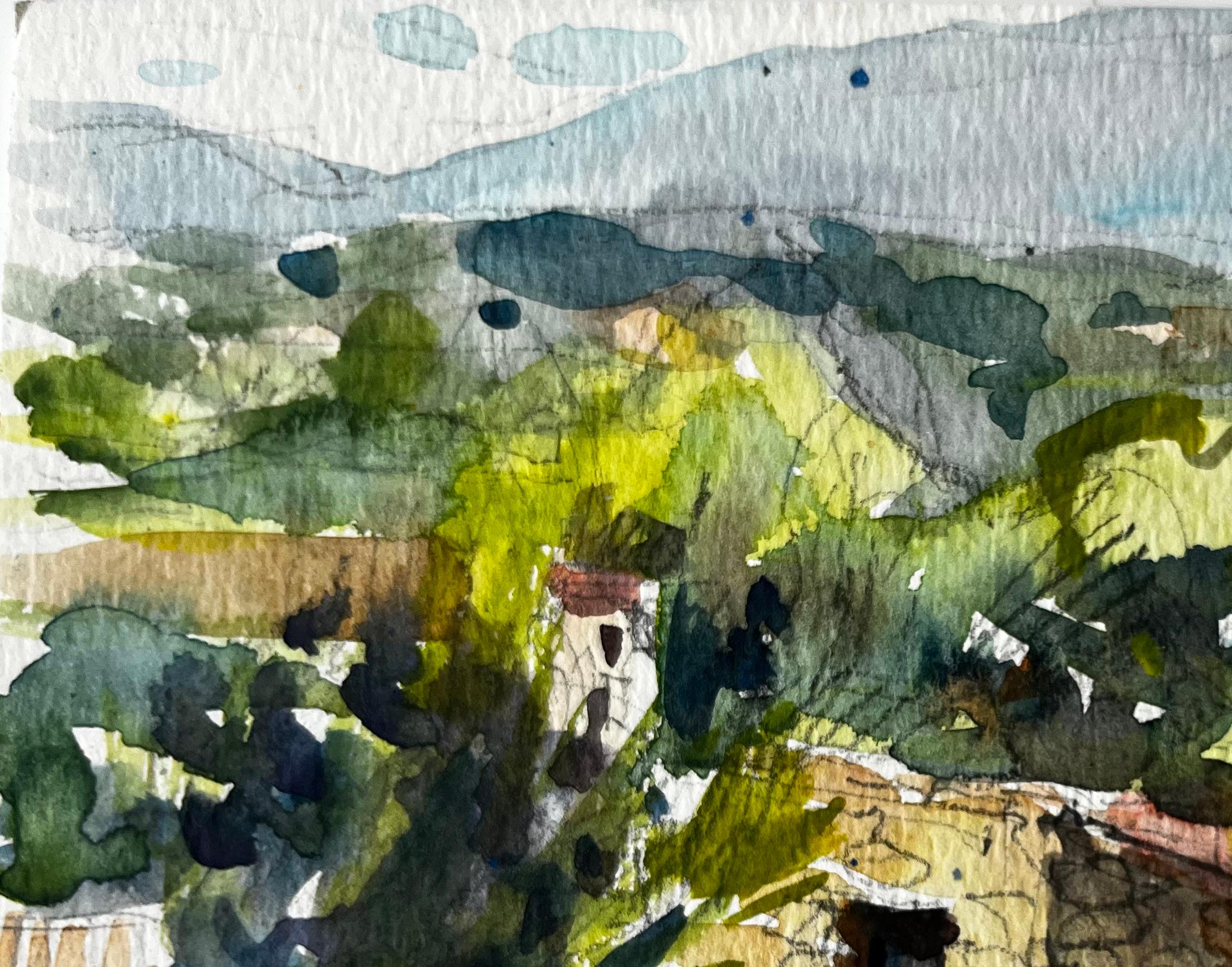Titre : Paysage de village à flanc de colline en Provence Aquarelle post-impressionniste française
Artistics : Pierre Neveu (français né en 1929)
Moyen d'expression : Aquarelle sur papier d'artiste, non encadrée
Taille (H x L) : 4.75 x 7