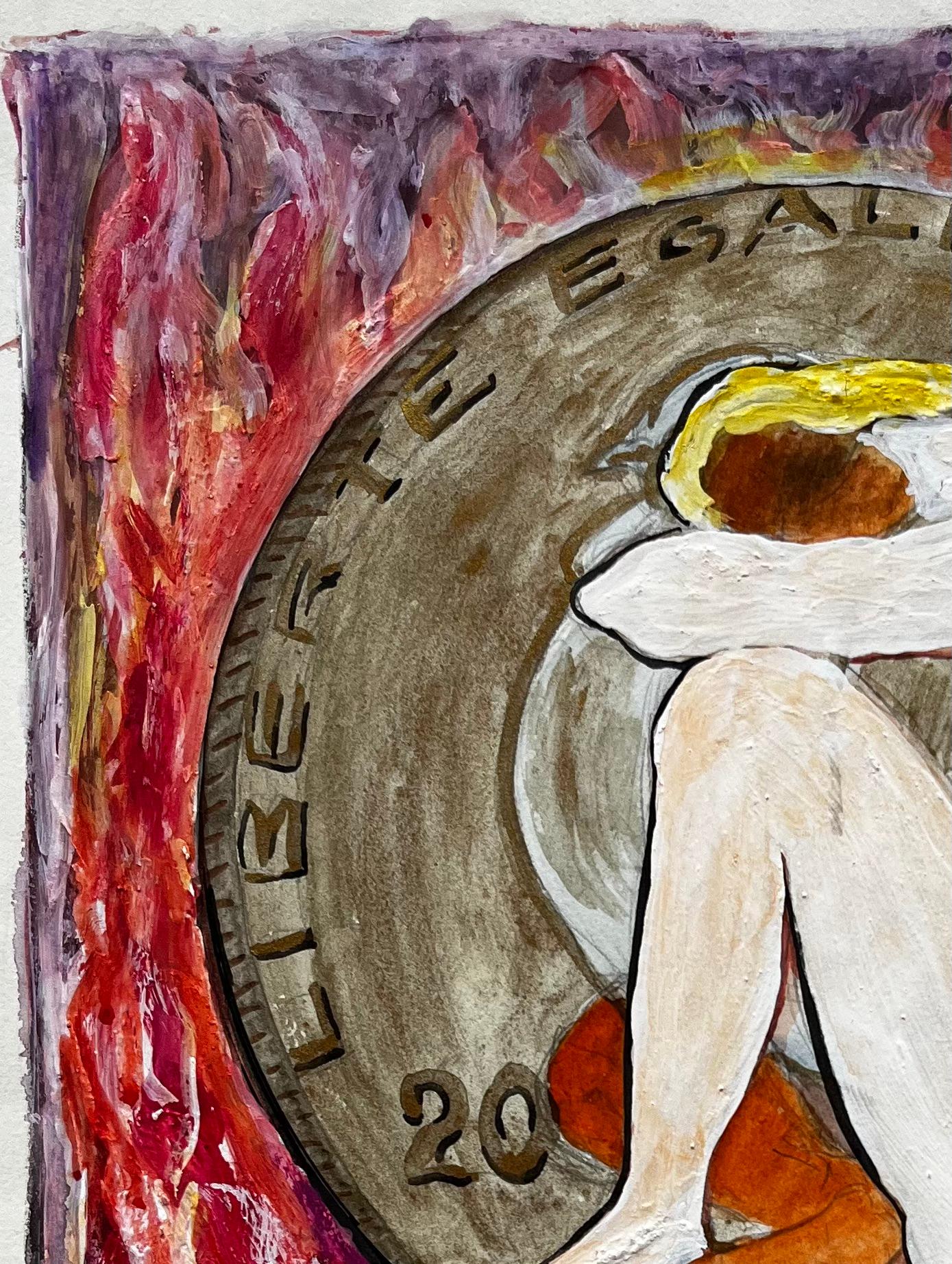 Title: Liberté Égalité Fraternité Symbolic Composition French Modernist Gouache
Guy Nicod (French 1923 - 2021) 
Gouache on artist paper, unframed
Size: 12.75 x 9.5 inches (height x width)
Provenance: Artists estate, France
Condition: good overall