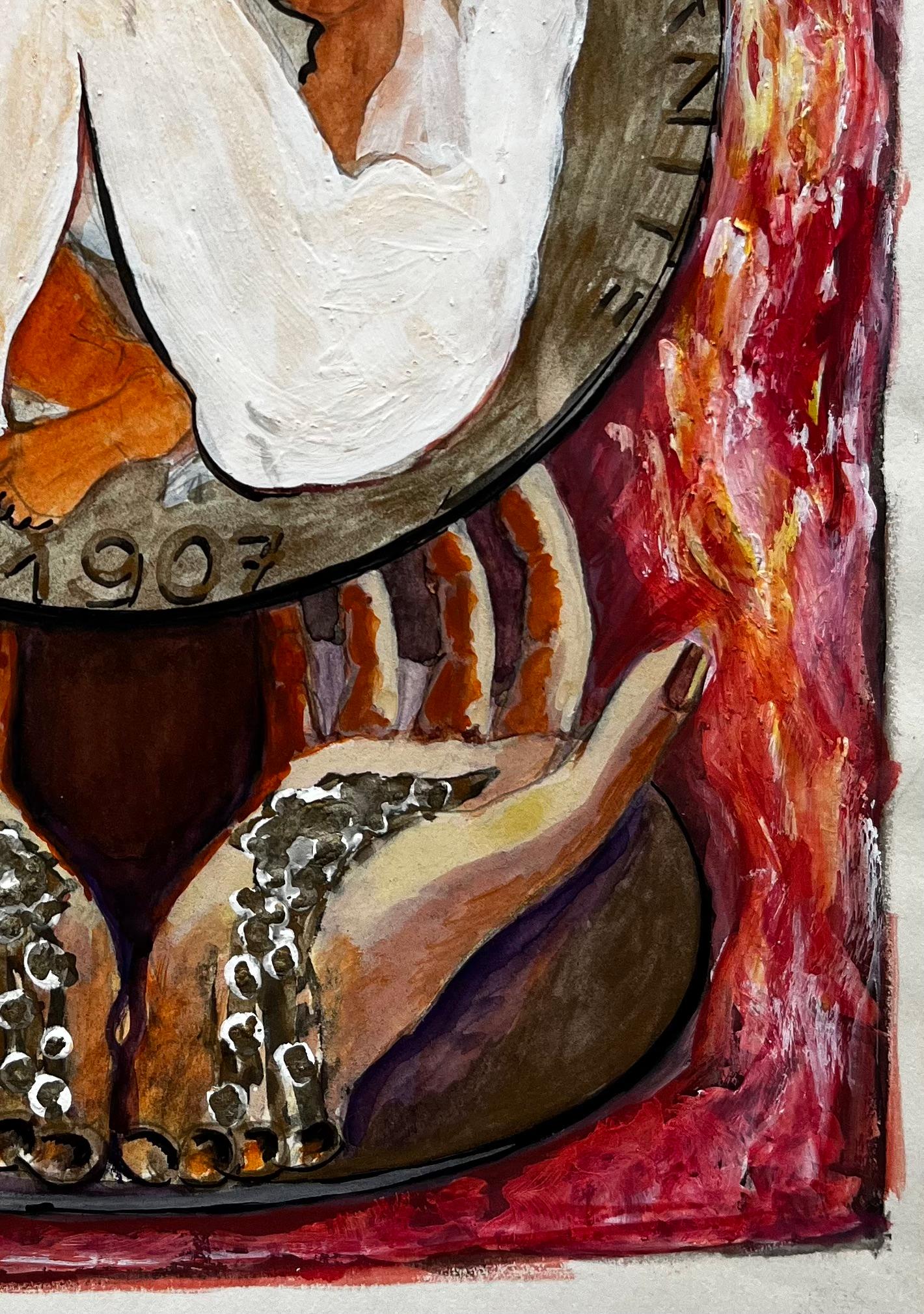 Liberté Égalité Fraternité Symbolic Composition French Modernist Gouache For Sale 1