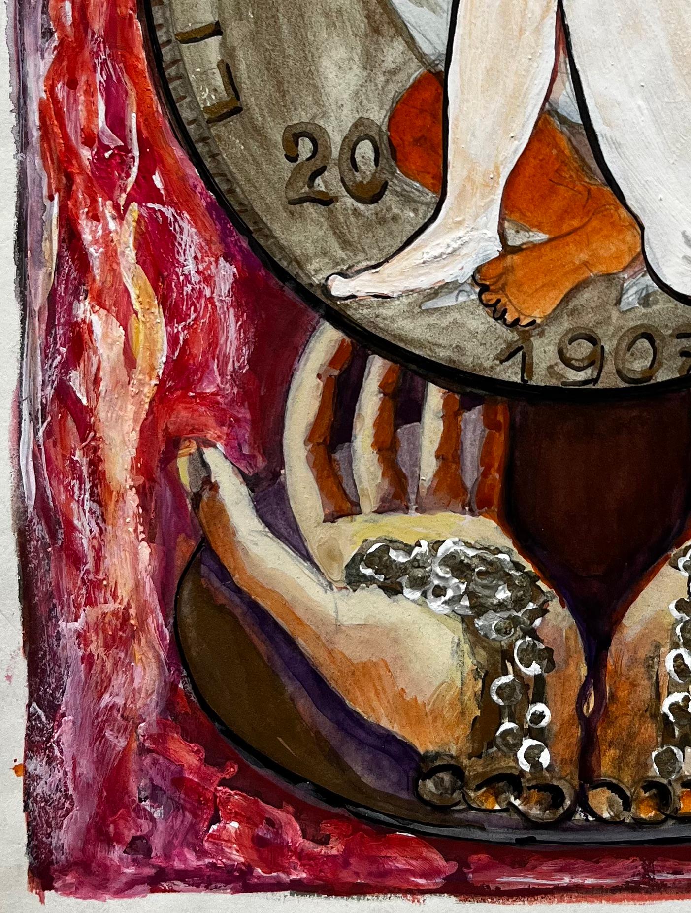 Liberté Égalité Fraternité Symbolic Composition French Modernist Gouache For Sale 2