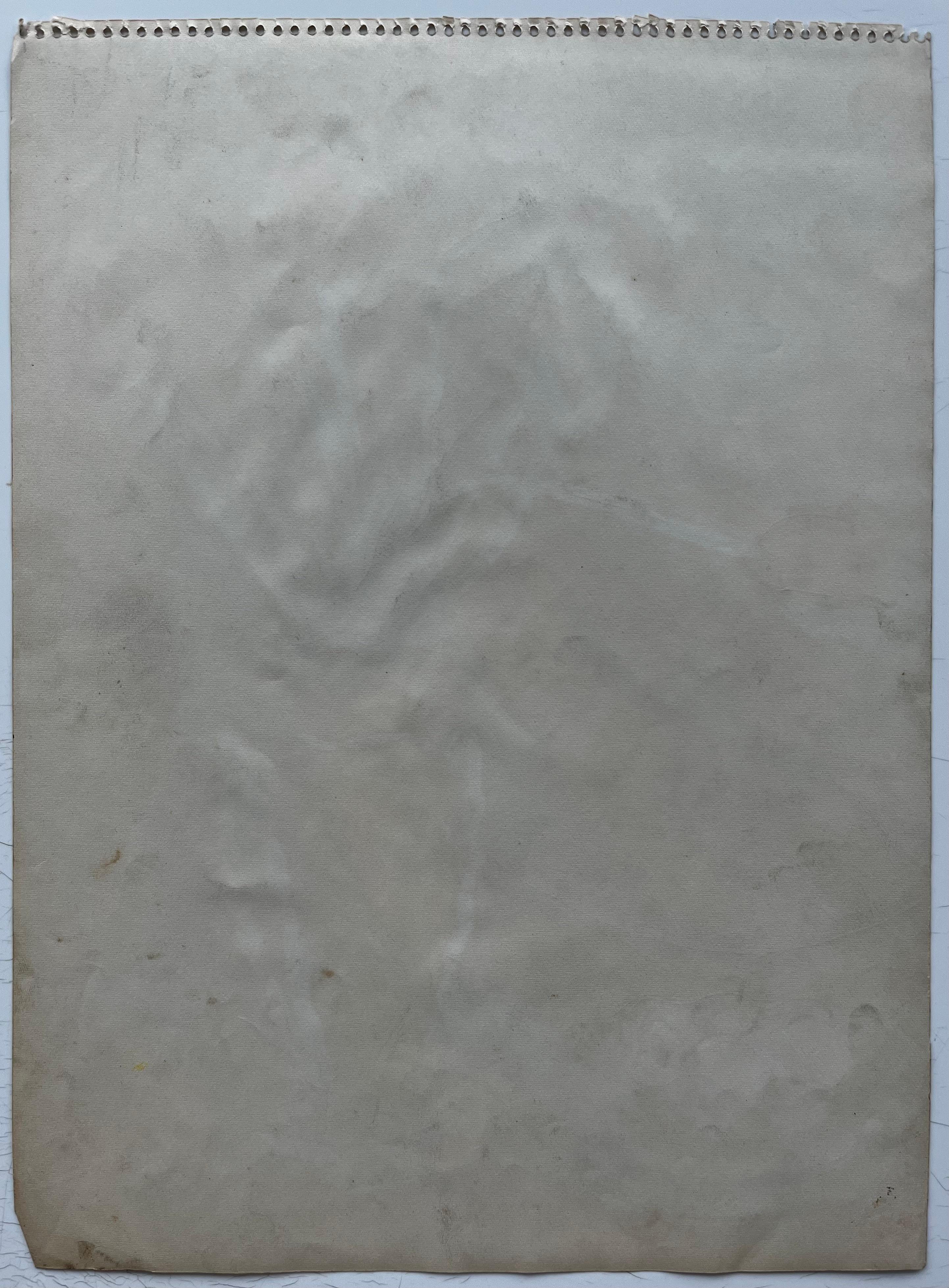 Natura morta con tulipani, limoni e candela rossa Gouache francese modernista in vendita 3