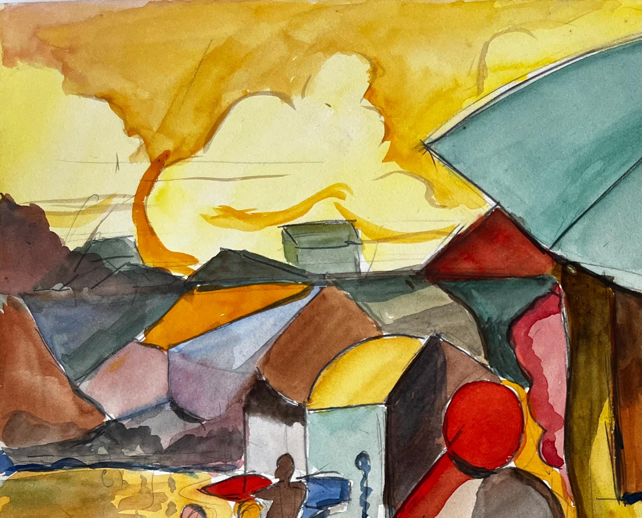 Titre : Nature morte avec lys de Calla et vase en céramique Gouache moderniste française
Guy Nicod (français 1923 - 2021) 
Gouache sur papier d'artiste, non encadrée
Taille : 10.75 x 14.5 pouces (hauteur x largeur)
Provenance : Succession