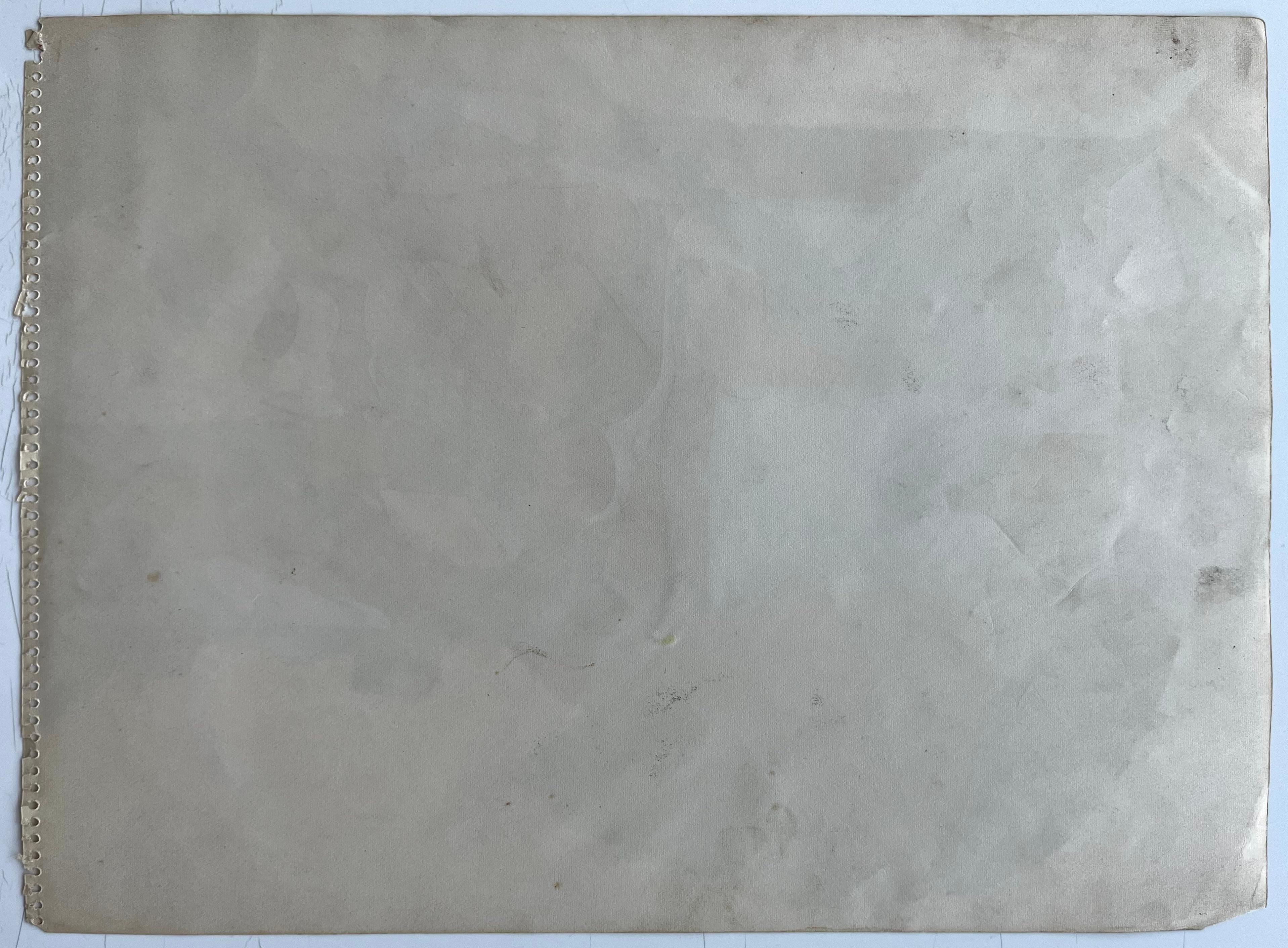 Figures sous un parasol Scène de marché moderniste française Aquarelle Gouache en vente 3