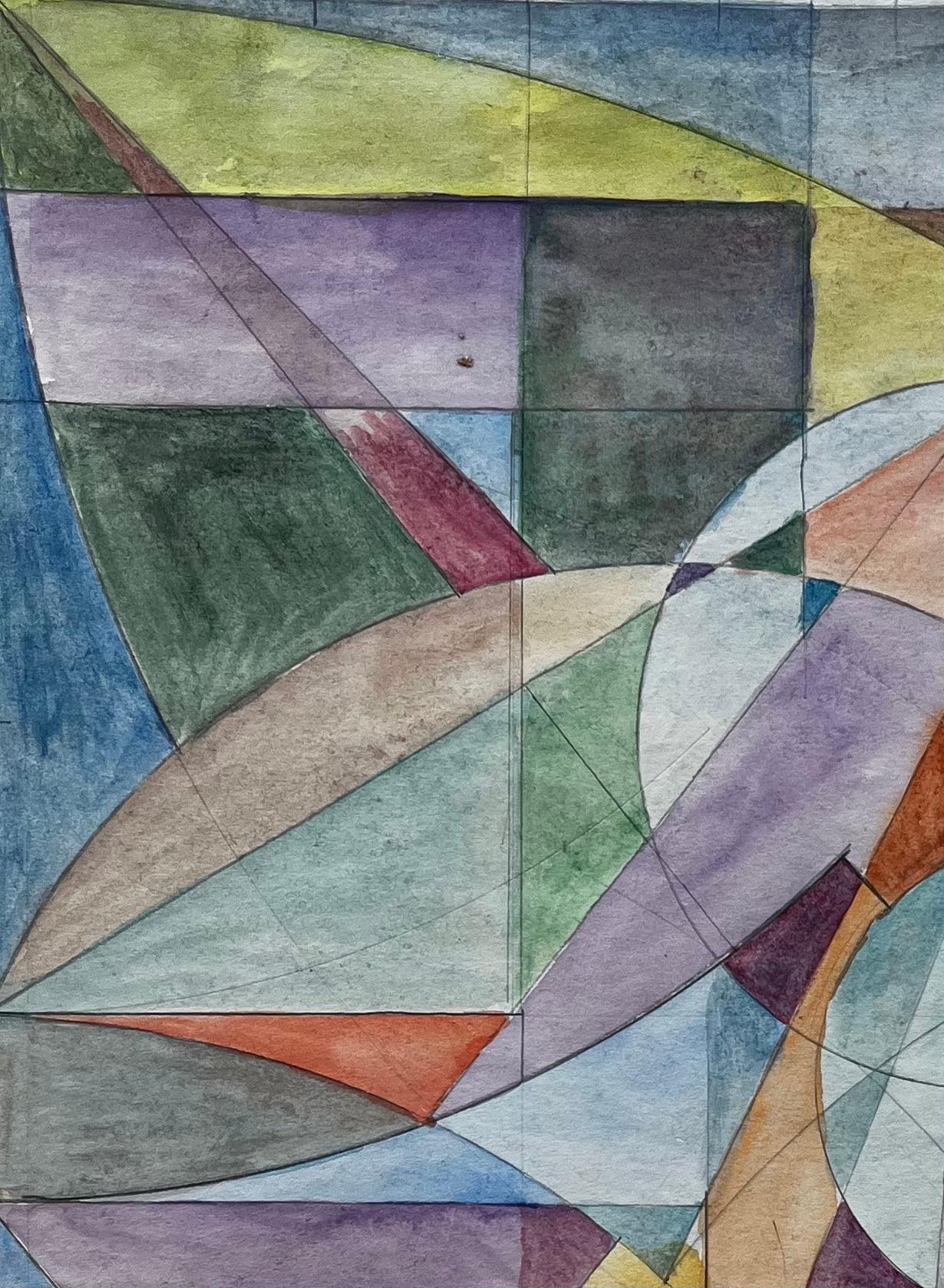 Title: Geometric Abstract Study Colorful Modernist Gouache on Paper
Guy Nicod (French 1923 - 2021) 
Gouache on artist paper, unframed
Size: 19.25 x 15.75 inches (height x width)
Provenance: Artists estate, France
Condition: good overall condition;