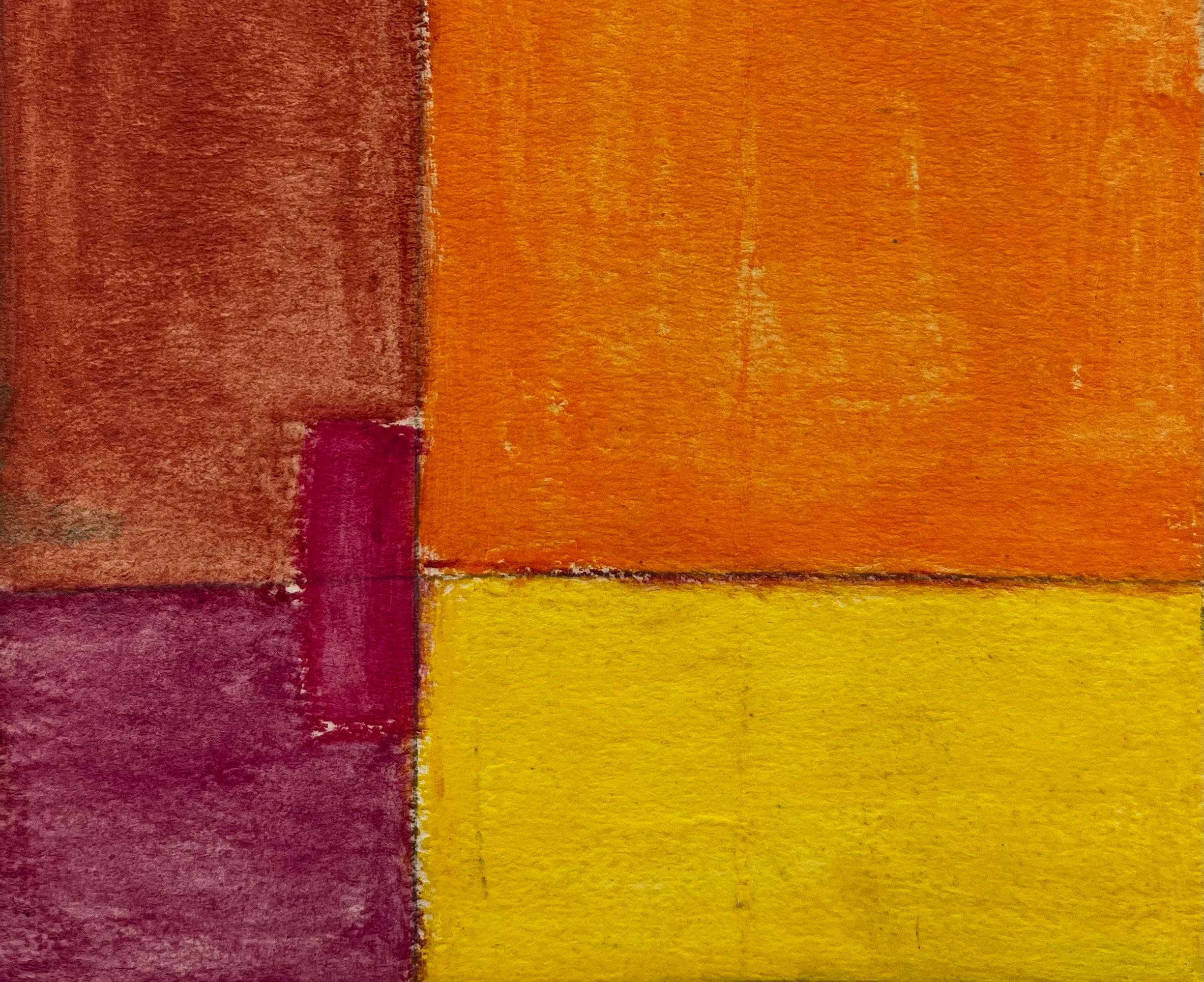 Titre : Composition géométrique abstraite en gouache moderniste rouge, orange et jaune
Guy Nicod (français 1923 - 2021) 
Gouache sur papier d'artiste, non encadrée
Taille : 8.75 x 5.25 pouces (hauteur x largeur)
Provenance : Succession d'Artistics,