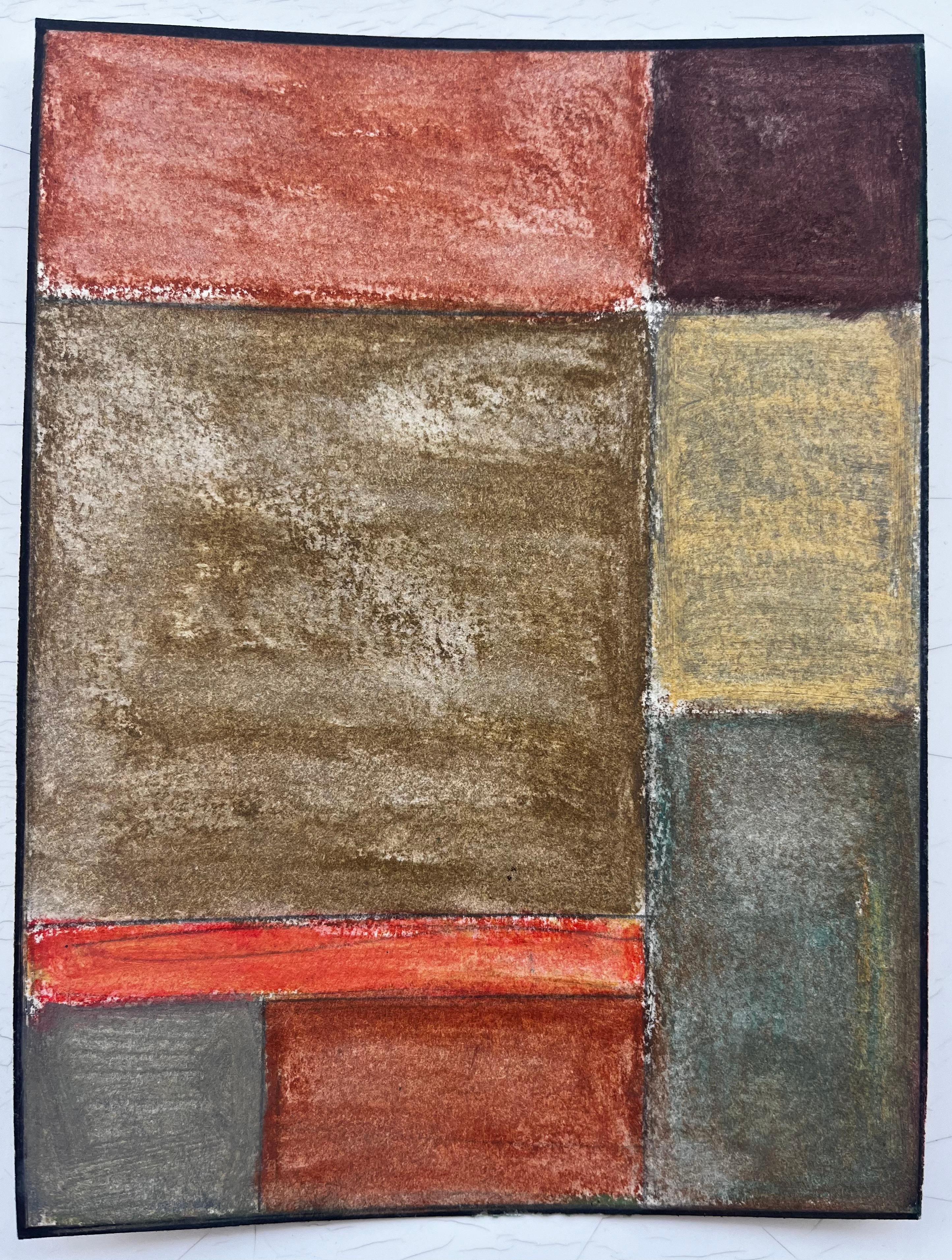 Earth Tone Abstract Geometric Composition Modernist Gouache on Paper - Art by Guy Nicod