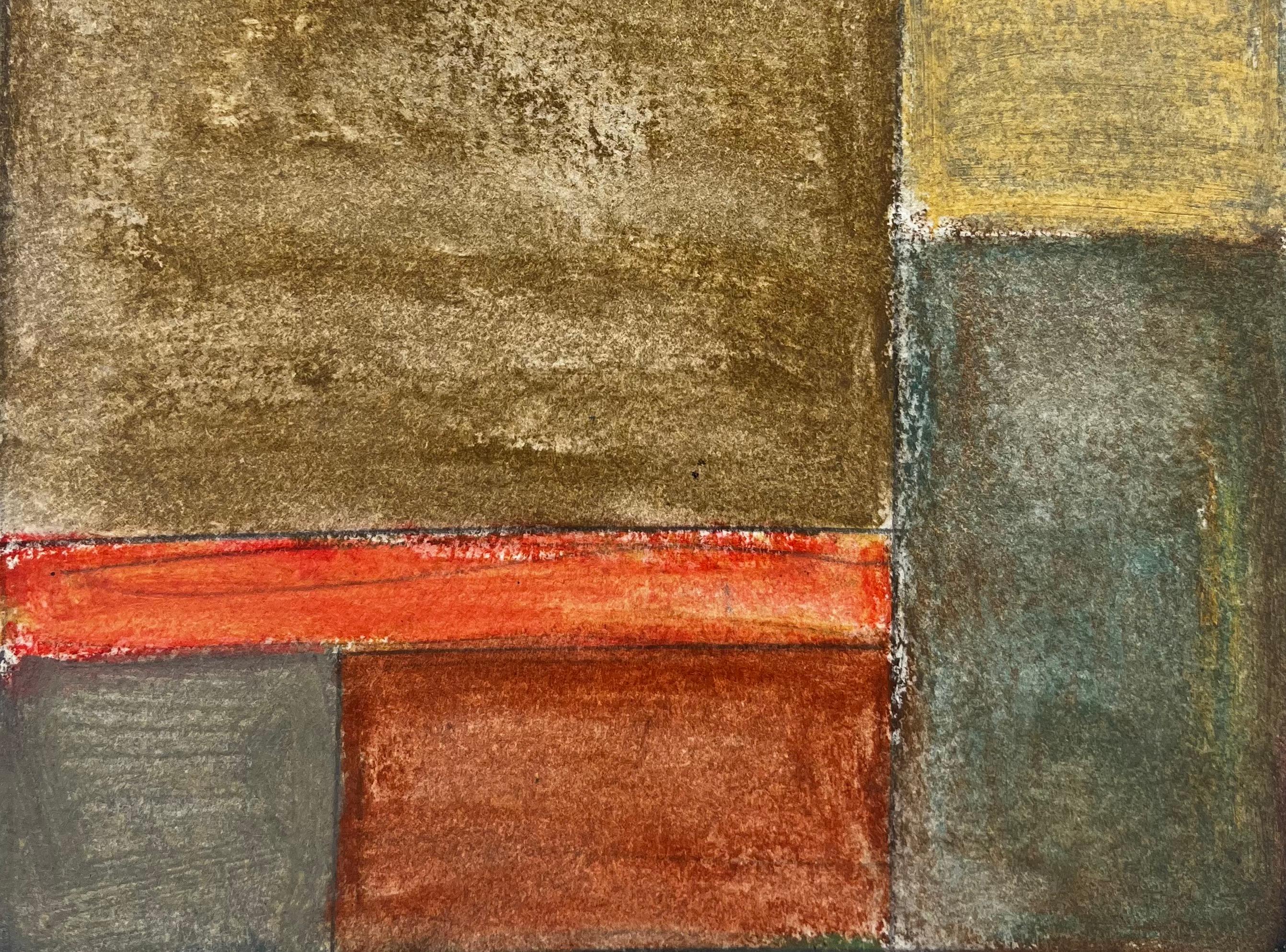 Earth Tone Abstract Geometric Composition Modernist Gouache on Paper For Sale 1