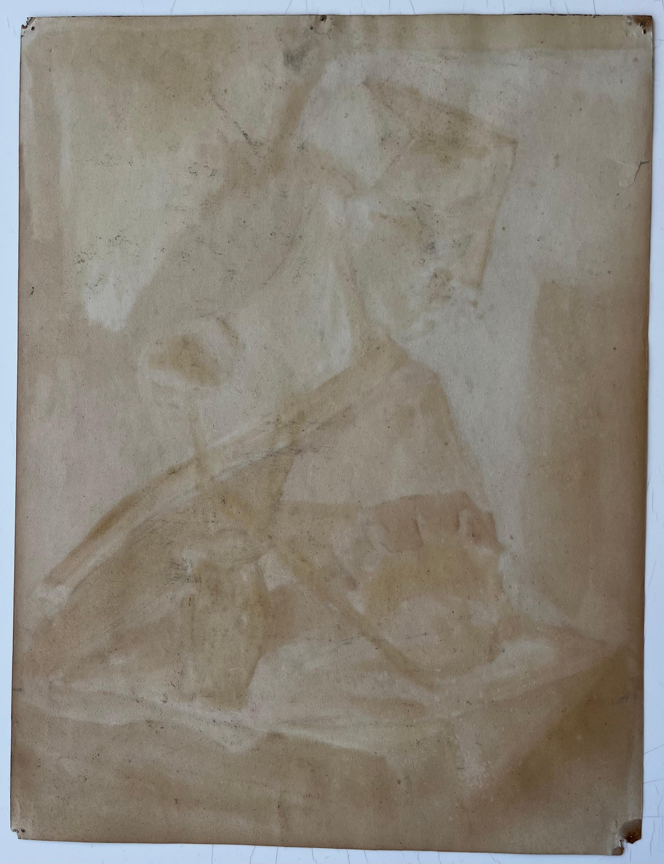 Bodegón con concha y busto Pintura gouache modernista francesa de Guy Nicod en venta 8