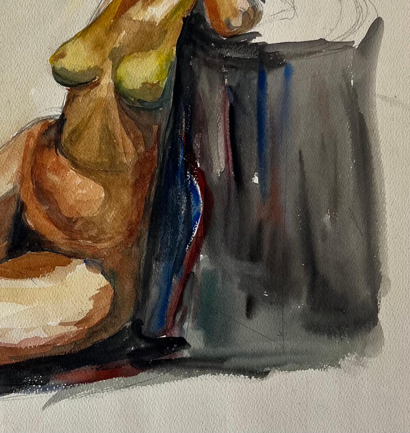 Estudio de desnudo femenino sentado Témpera modernista francesa sobre papel de Guy Nicod en venta 3