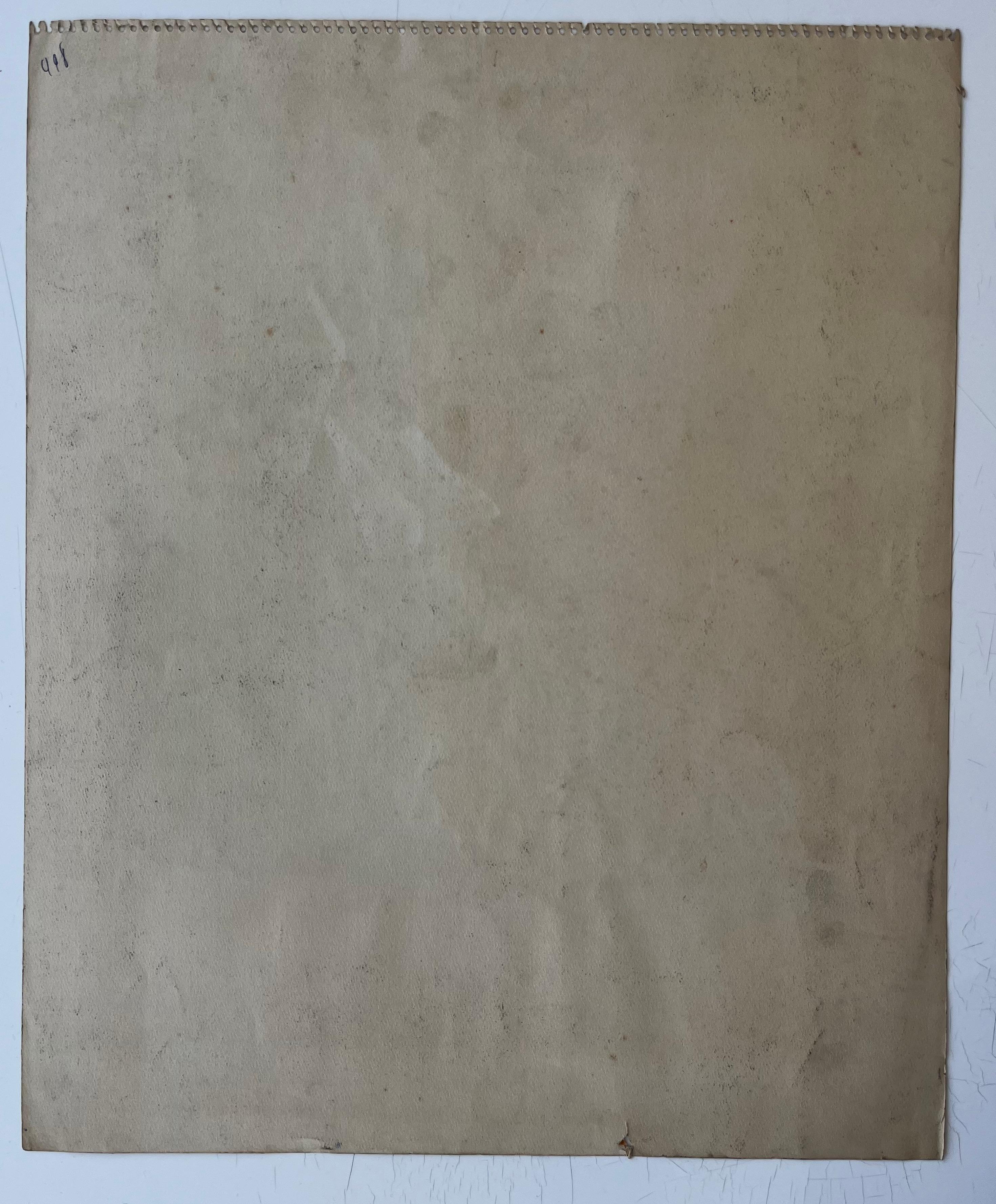 Estudio de desnudo femenino sentado Témpera modernista francesa sobre papel de Guy Nicod en venta 5