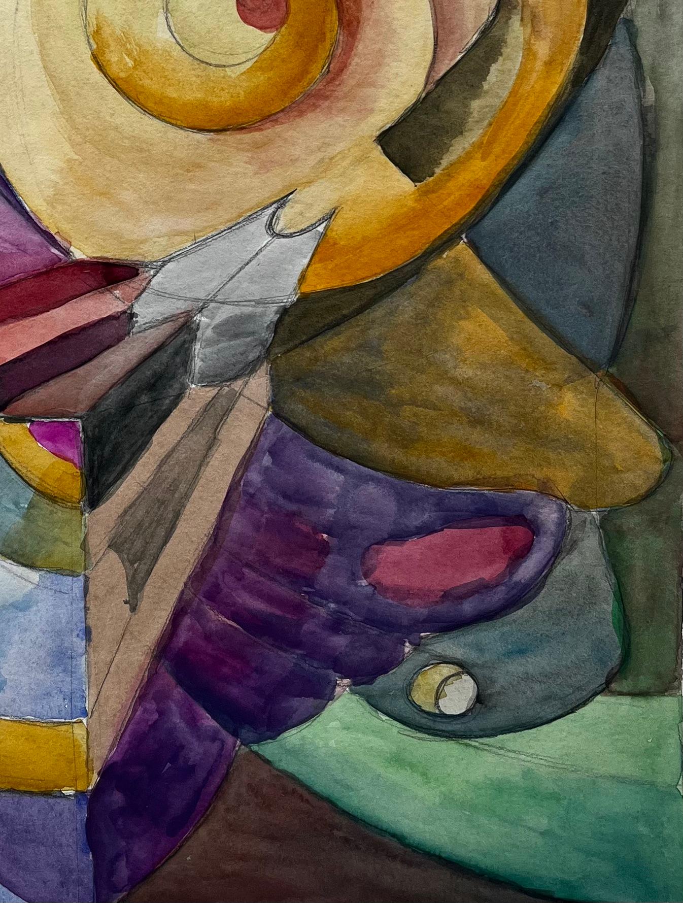 Composizione astratta a spirale Acquerello modernista francese di Guy Nicod in vendita 4