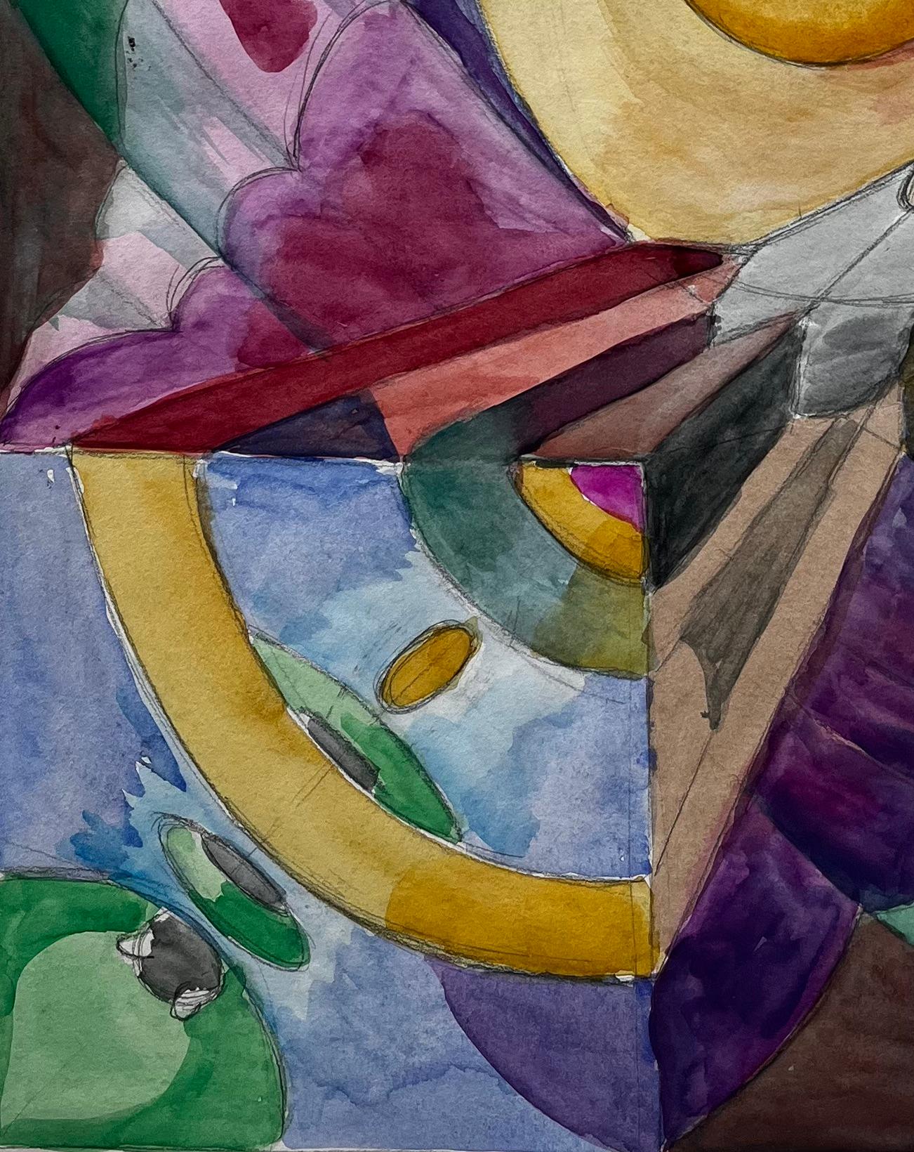 Composizione astratta a spirale Acquerello modernista francese di Guy Nicod in vendita 5