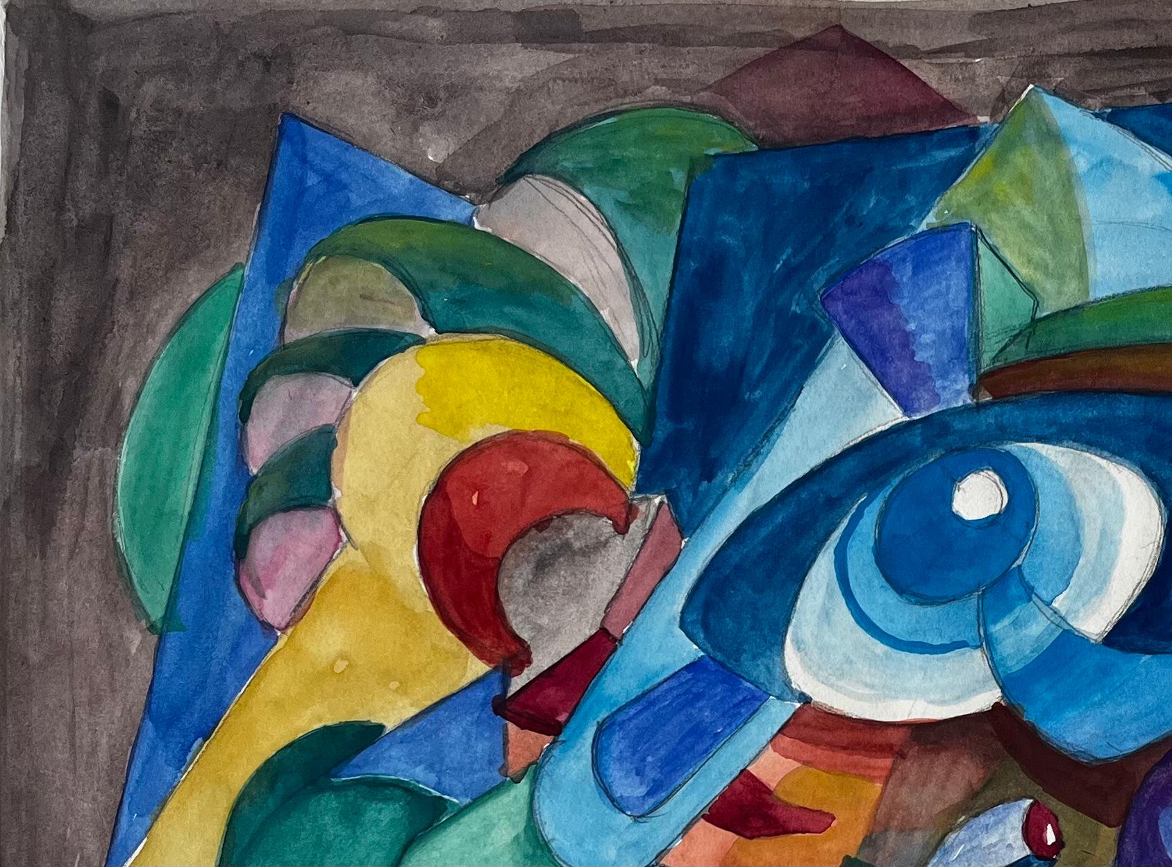 Composizione astratta di occhi Acquerello modernista francese di Guy Nicod in vendita 4