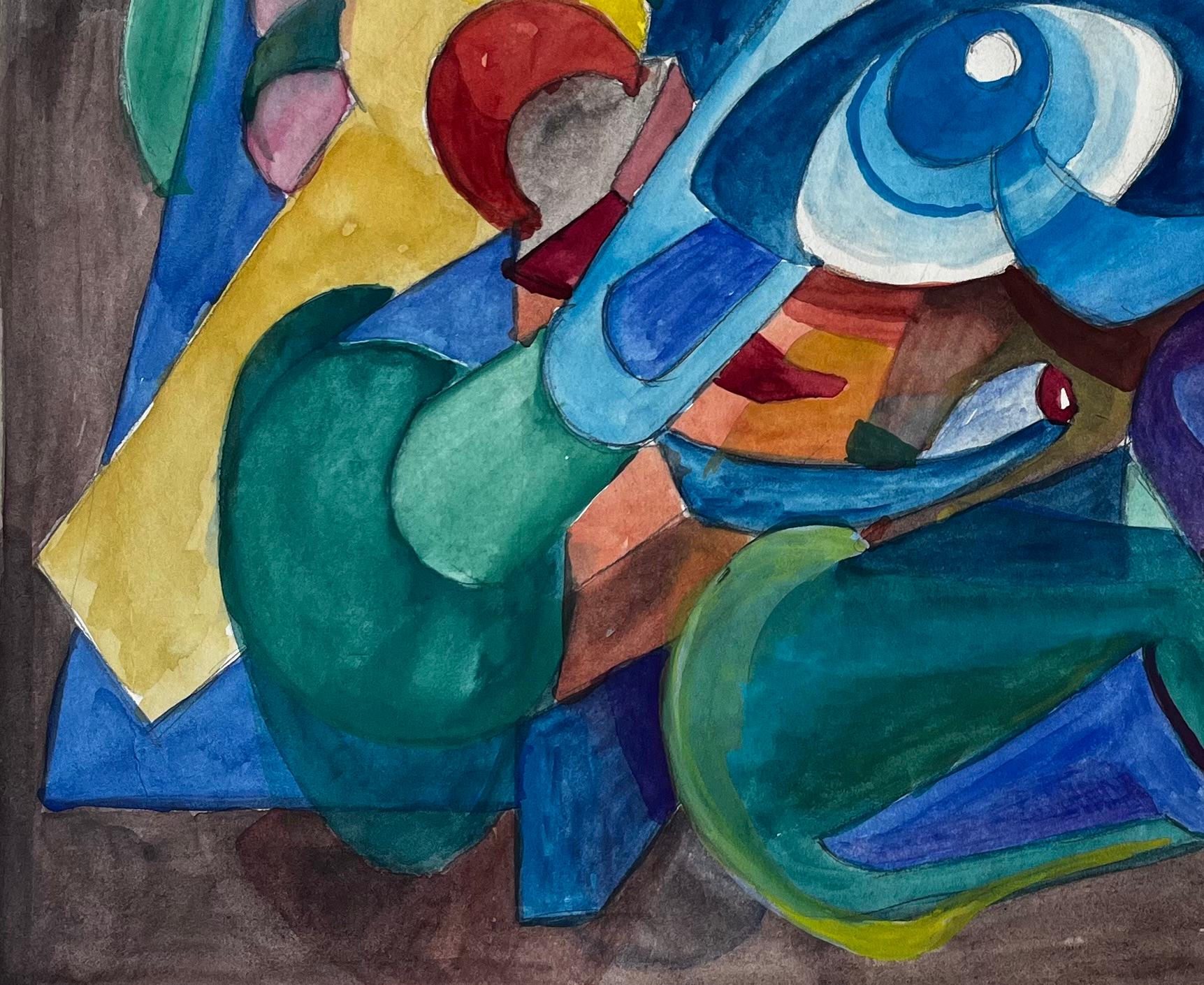 Composizione astratta di occhi Acquerello modernista francese di Guy Nicod in vendita 5