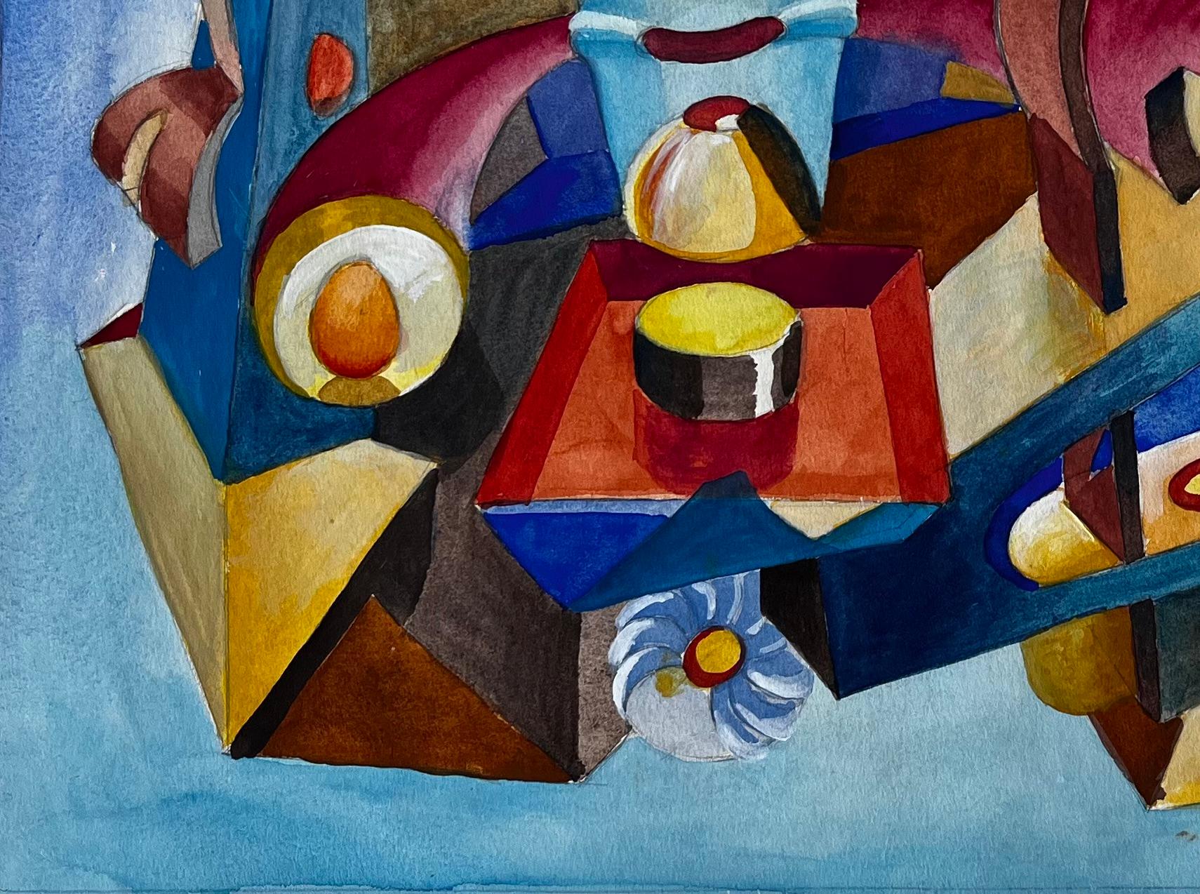 Composizione astratta di interni Acquerello modernista francese di Guy Nicod in vendita 5