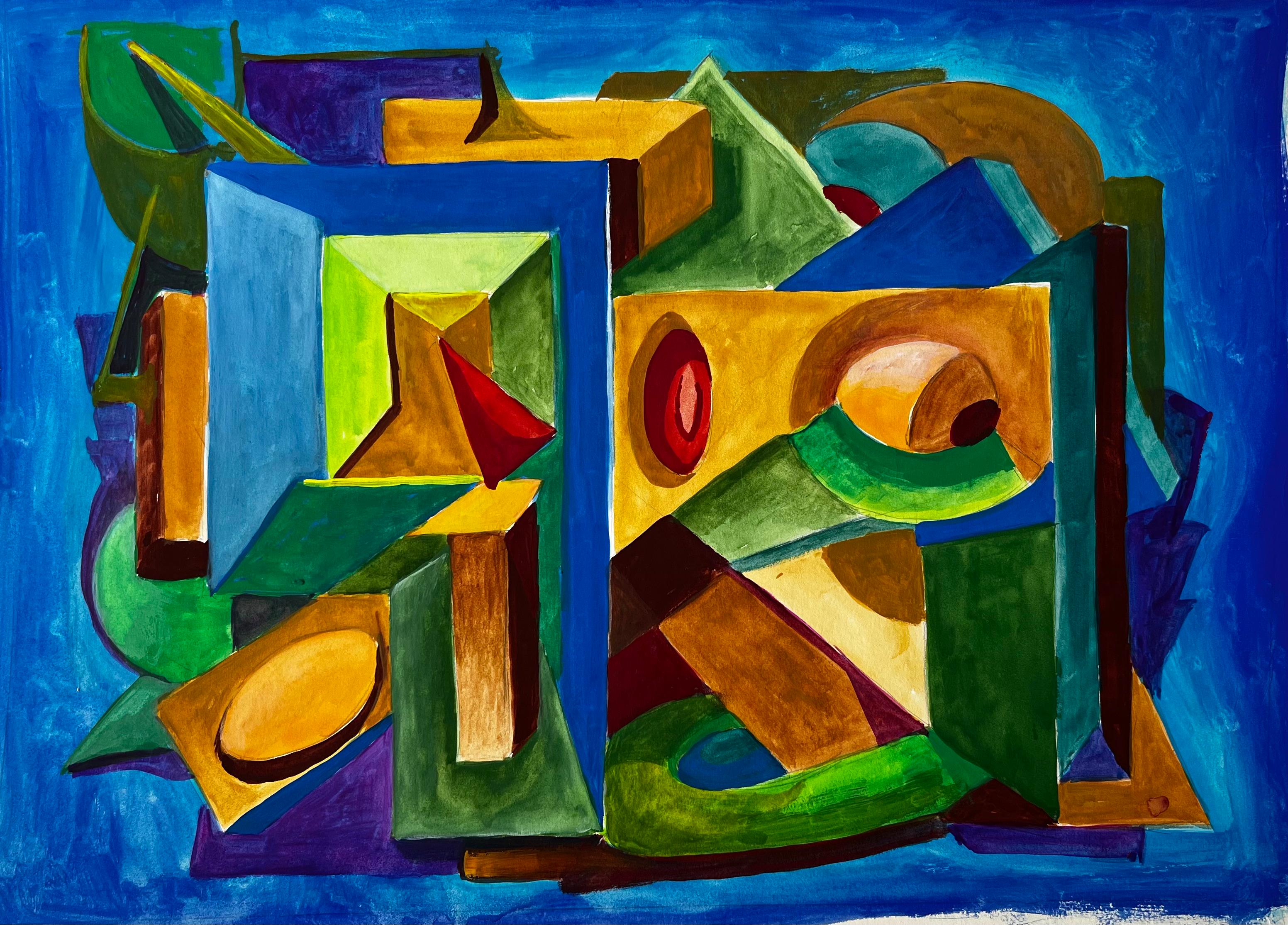 Rythme architectural Gouache moderniste française de Guy Nicod