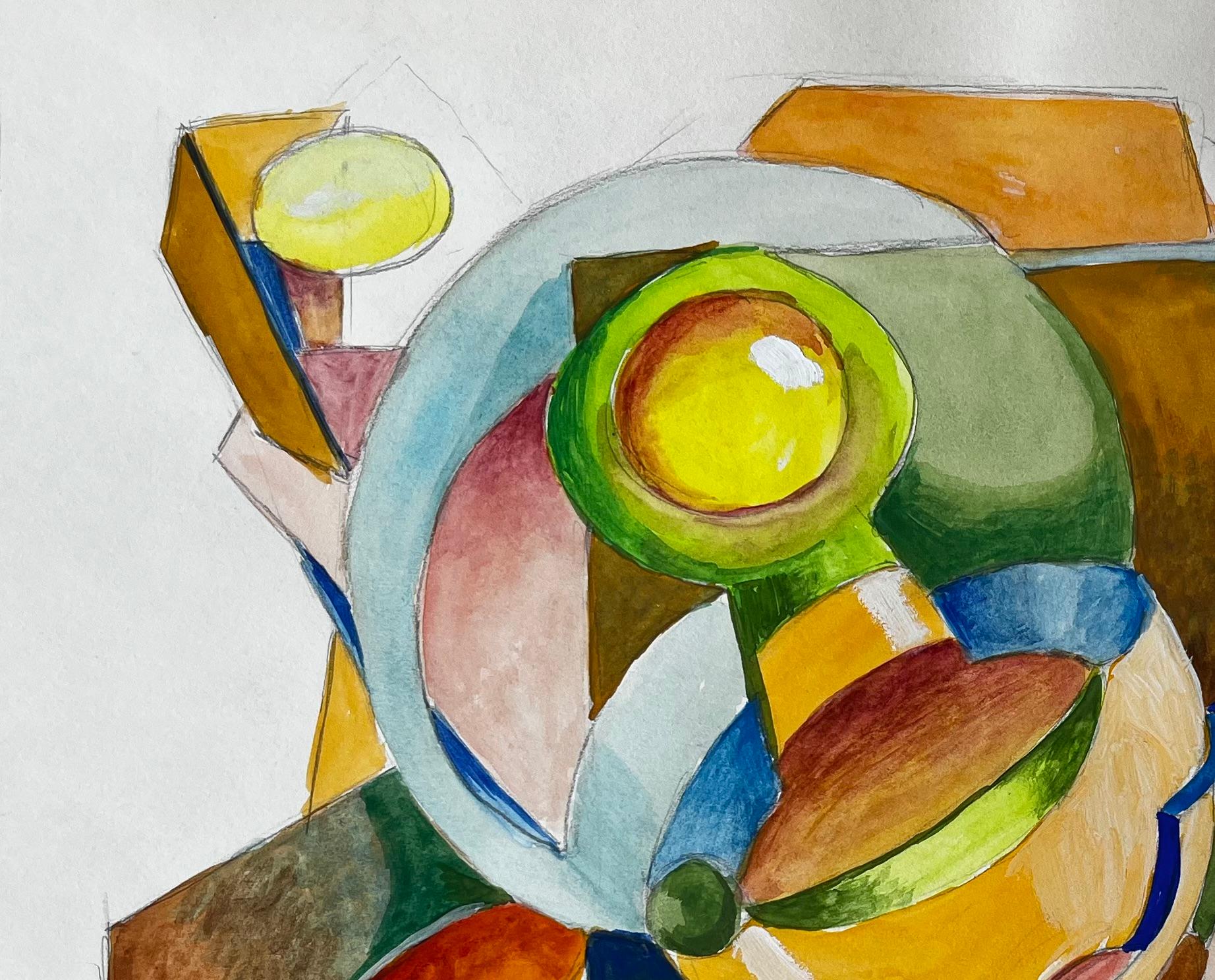 Titolo: Ritmo architettonico Gouache modernista francese di Guy Nicod
Guy Nicod (francese, 1923 - 2021) 
Firmato, in basso a destra
Guazzo su carta d'artista, senza cornice
Dimensioni: 15,75 x 19,5 pollici (altezza x larghezza)
Provenienza: