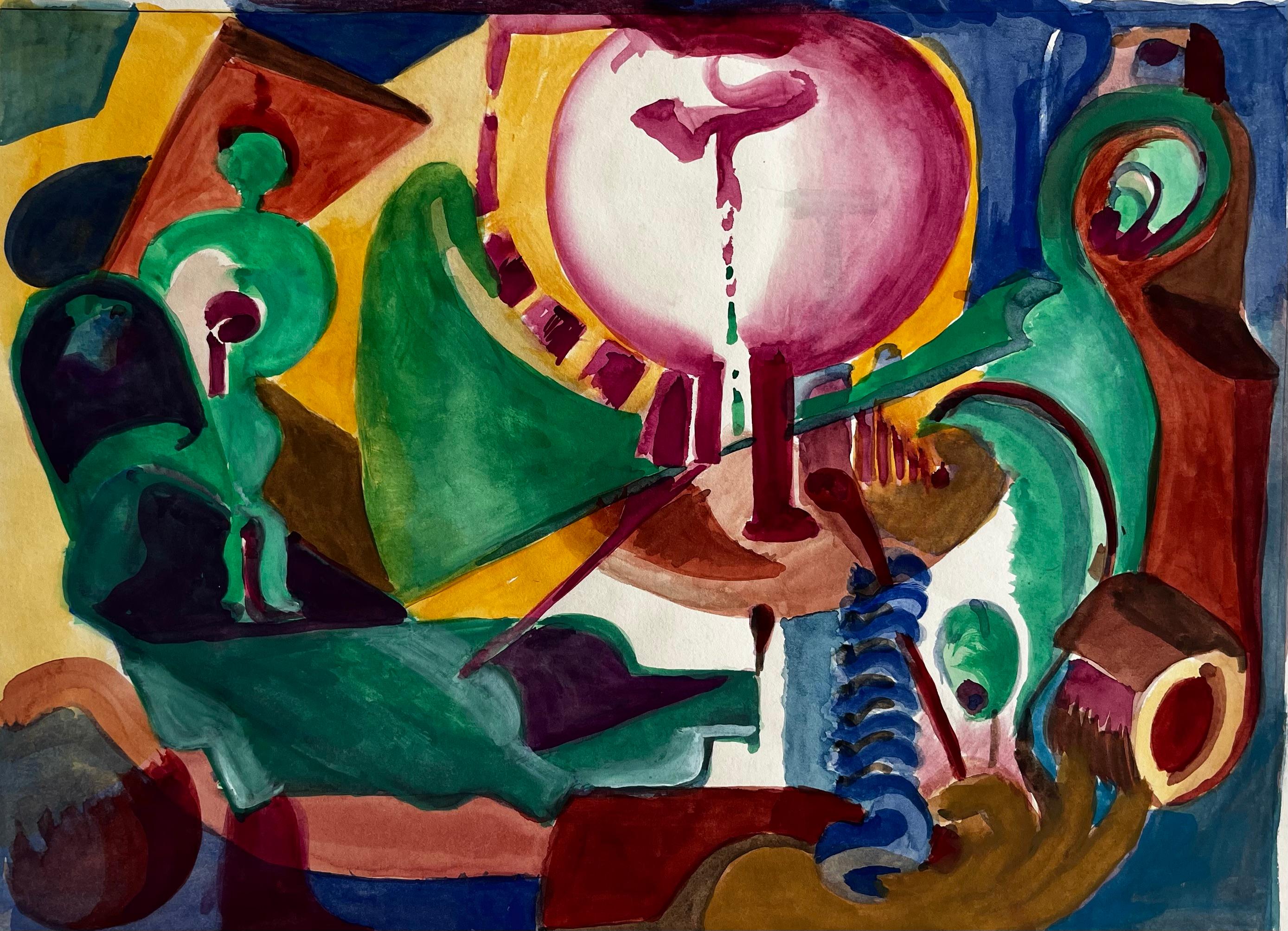 Landscape Art di Guy Nicod - Composizione geometrica astratta con forme circolari e accenti verdi