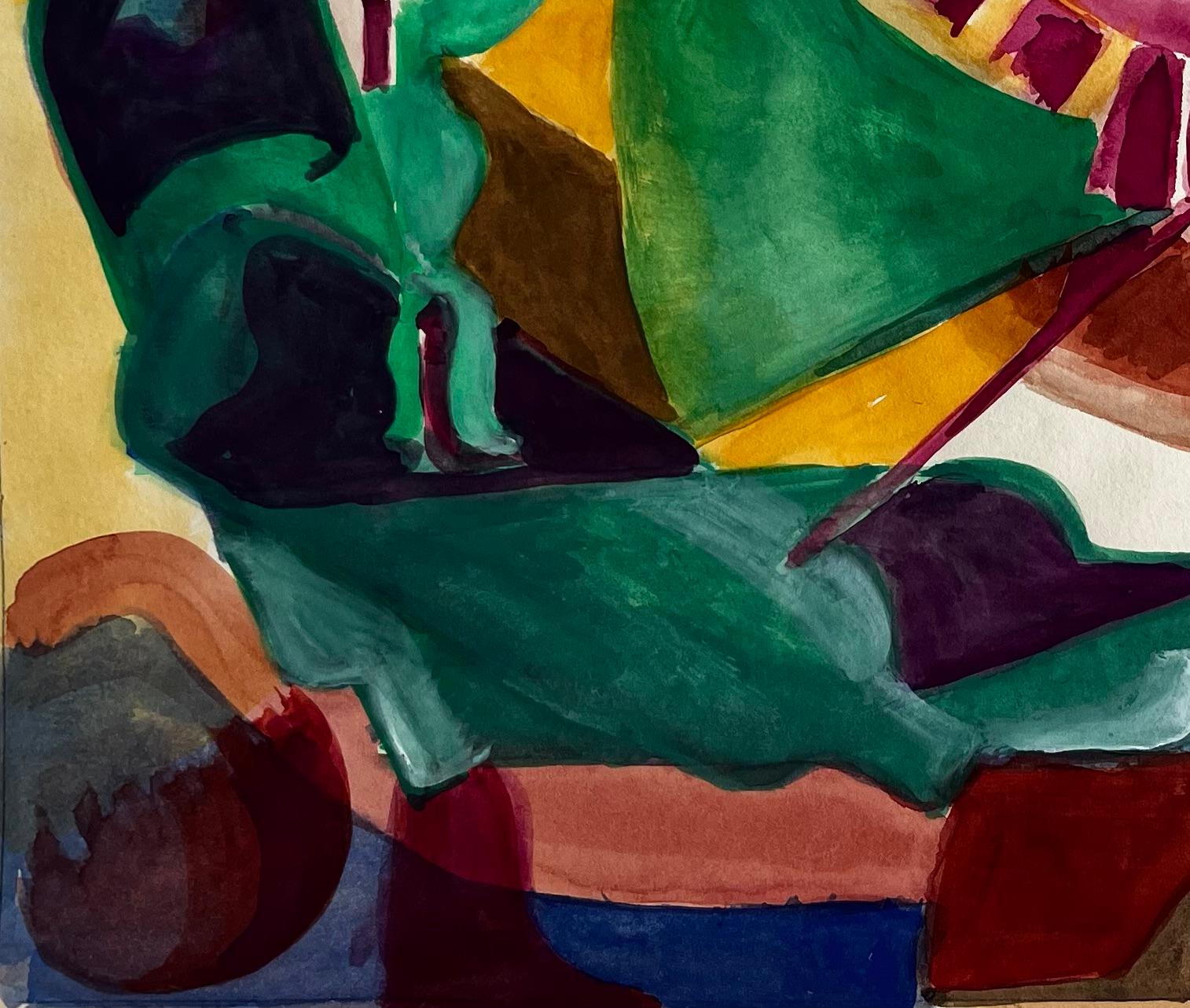 Composizione geometrica astratta con forme circolari e accenti verdi in vendita 1