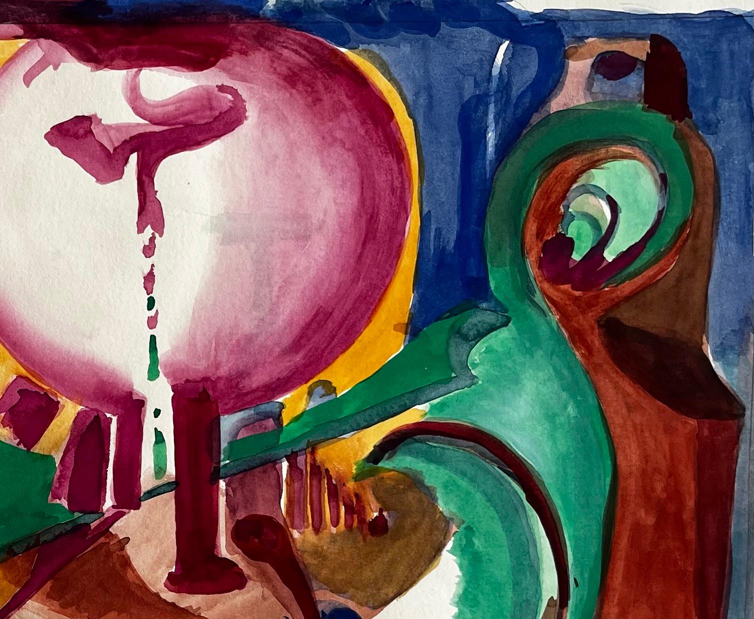 Composizione geometrica astratta con forme circolari e accenti verdi - Landscape Art Nero di Guy Nicod