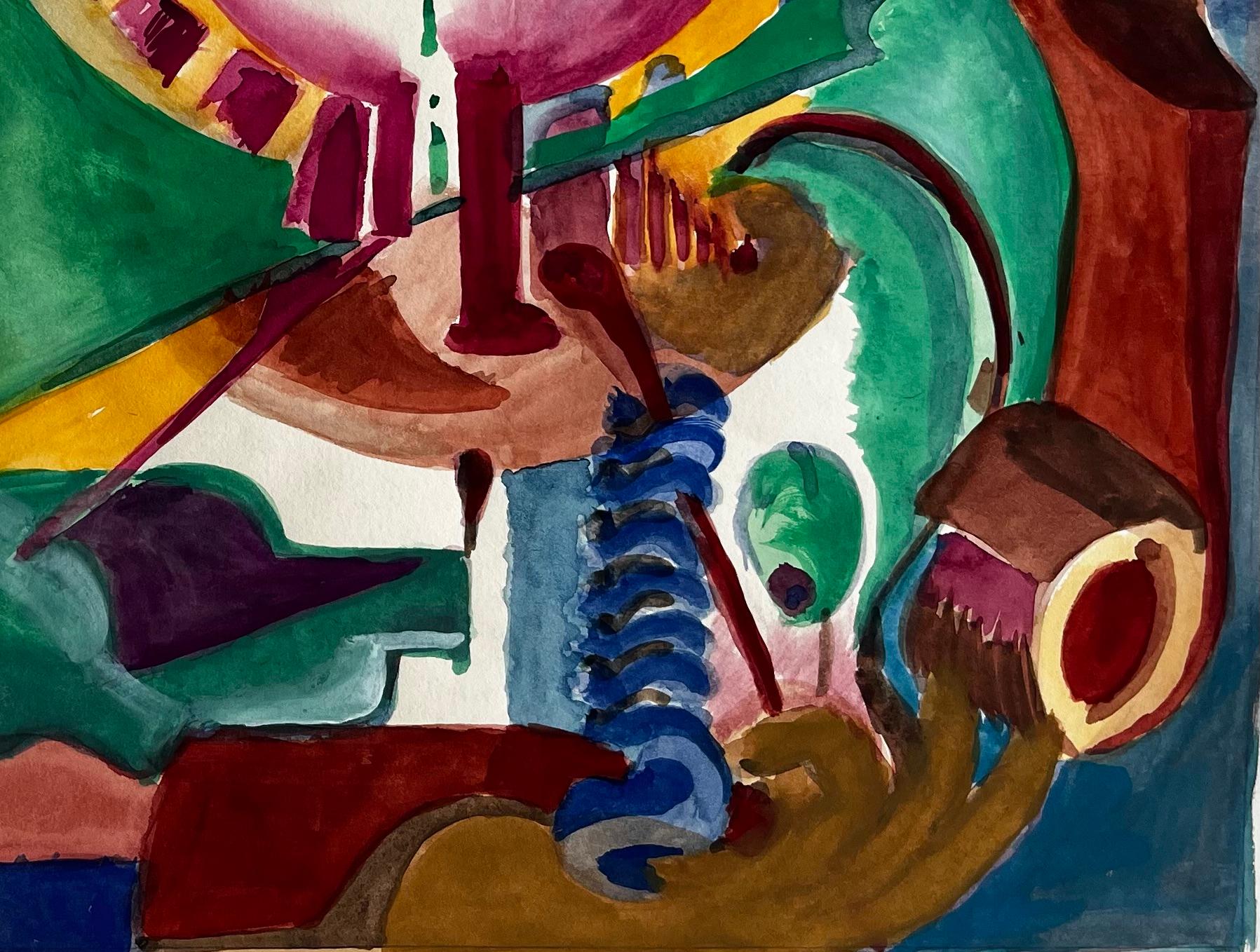 Composizione geometrica astratta con forme circolari e accenti verdi - Art Moderno di Guy Nicod