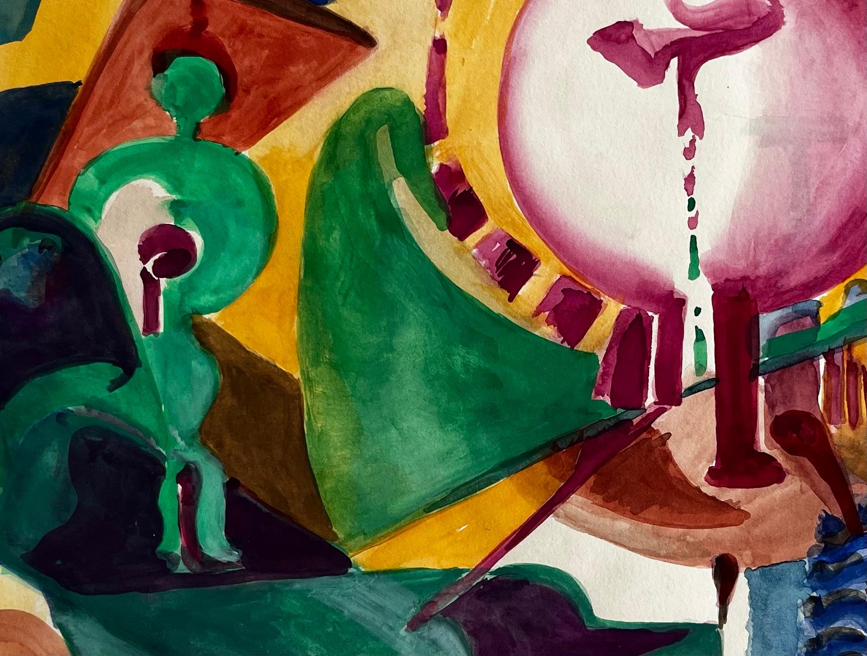 Composizione geometrica astratta con forme circolari e accenti verdi in vendita 3