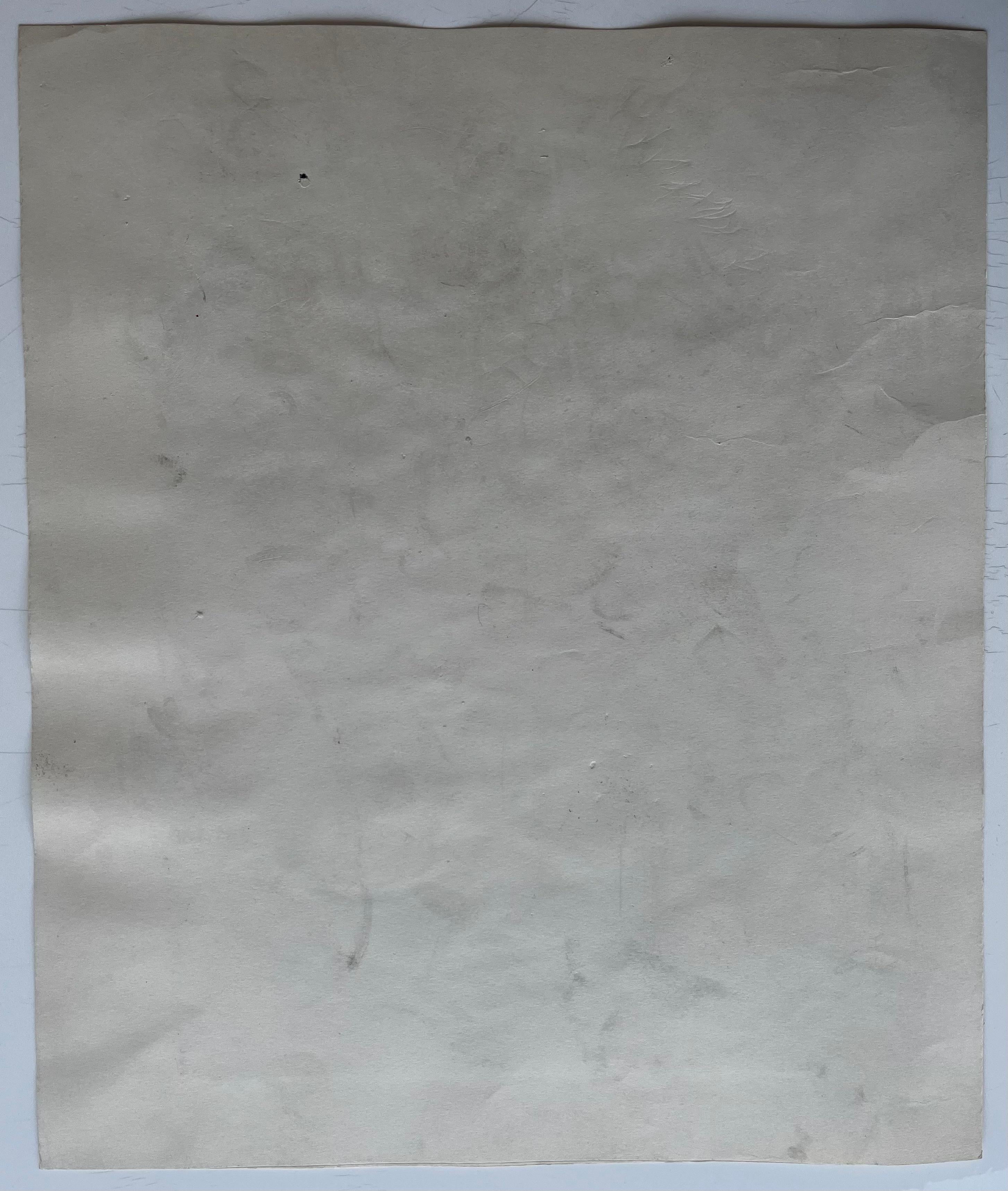 Composition figurative abstraite avec fleurs et fond jaune Gouache française en vente 4