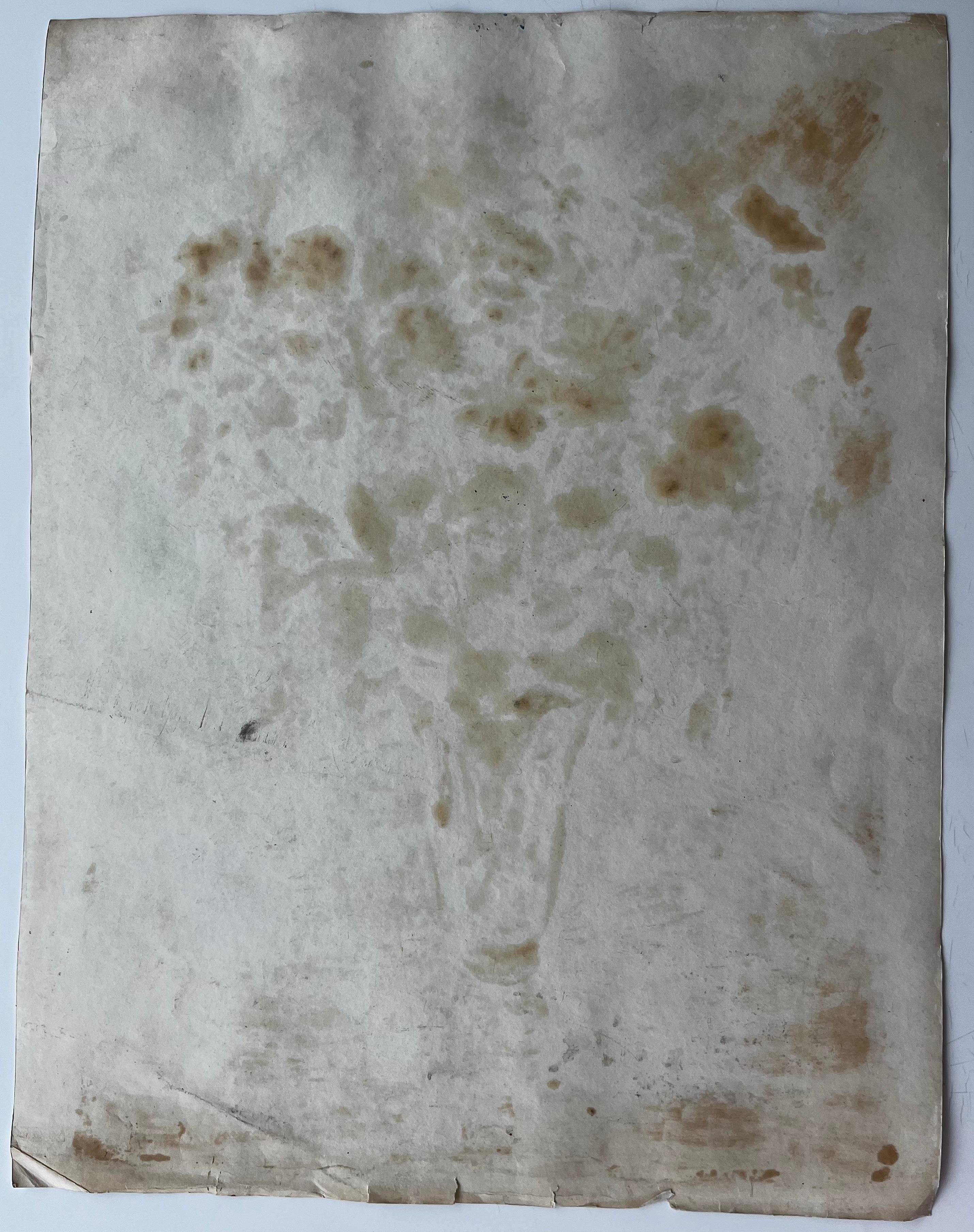Natura morta con crisantemi in vaso di vetro Pittura a olio floreale francese moderna in vendita 3