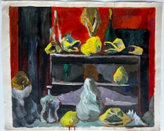 Still life with lemons and bottles French modern oil painting by Guy Nicod