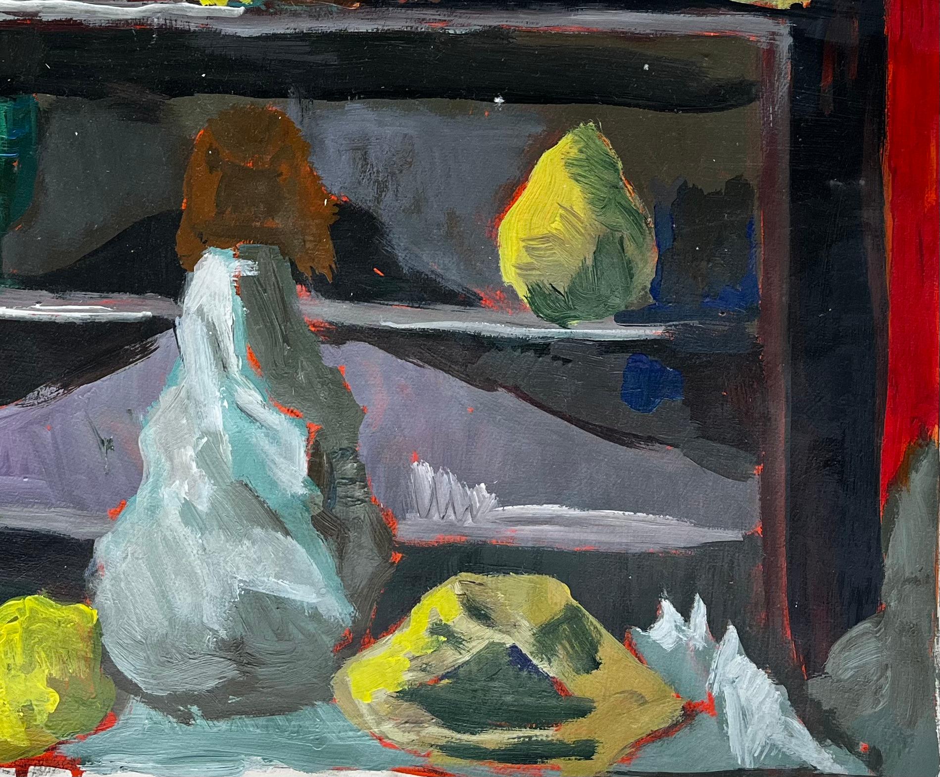 Natura morta con limoni e bottiglie Quadro ad olio moderno francese di Guy Nicod in vendita 4