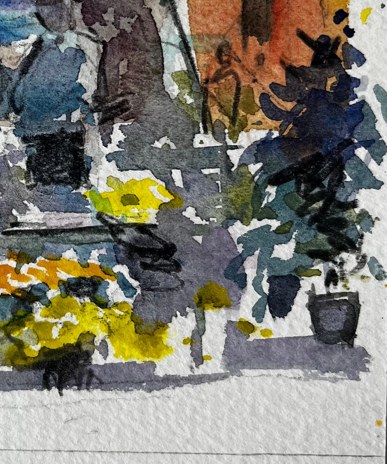 Titre : Scène de marché aux fleurs d'un village de Provence Aquarelle post-impressionniste française
Artistics : Pierre Neveu (français né en 1929)
Moyen d'expression : Aquarelle sur papier d'artiste, non encadrée
Taille (H x L) : 7 x 5
