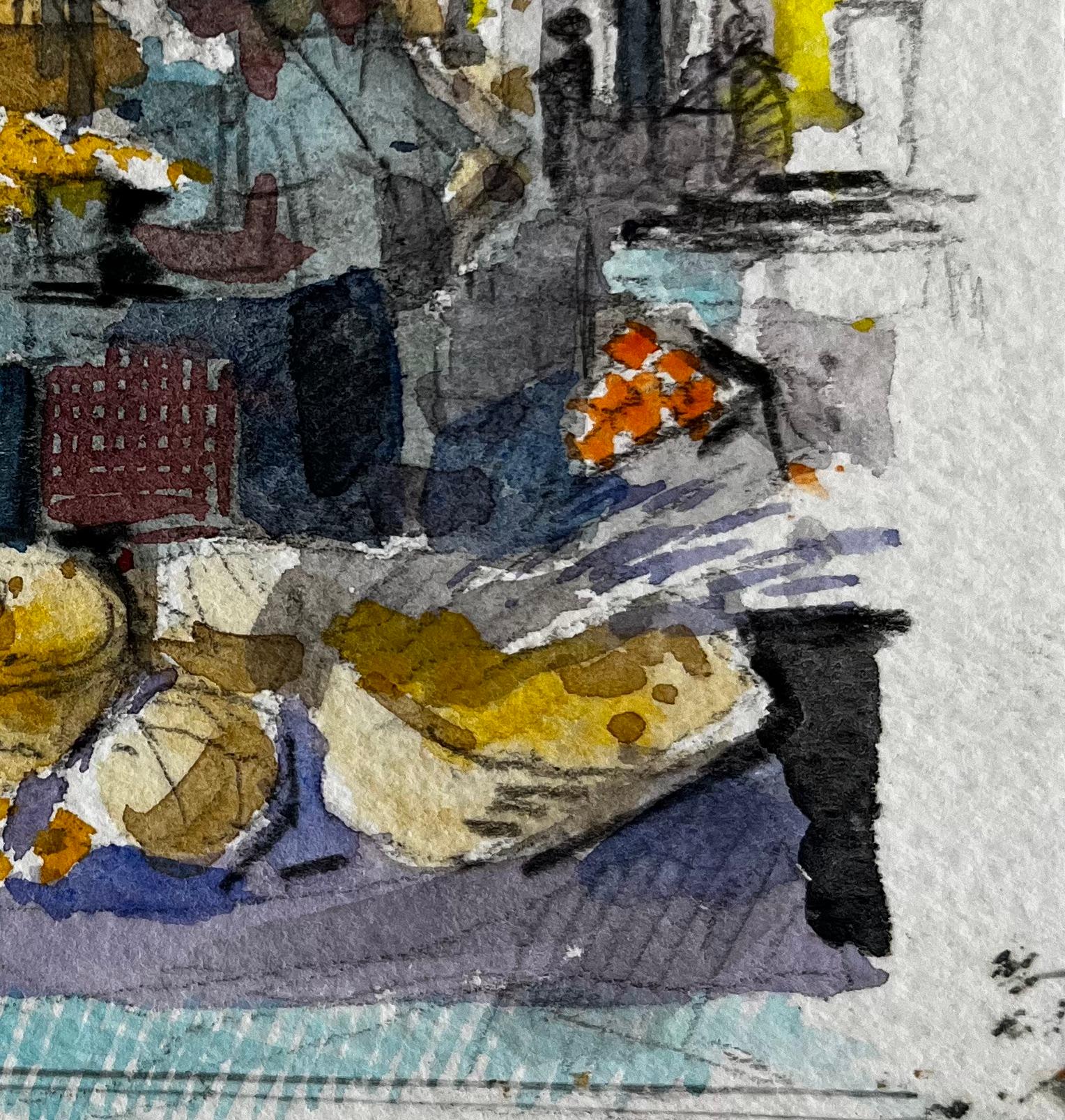 Titre : Scène de marché dans un village de Provence Aquarelle française post-impressionniste
Artistics : Pierre Neveu (français né en 1929)
Moyen d'expression : Aquarelle sur papier d'artiste, non encadrée
Taille (H x L) : 7 x 5.25 pouces
Condit :