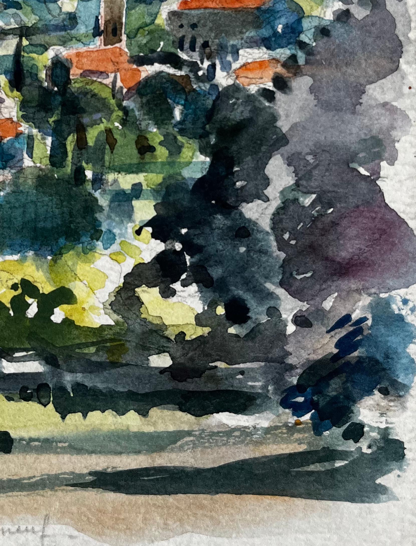 Vue de Châteauneuf Provence Village Paysage Français Post Impressionniste en vente 1